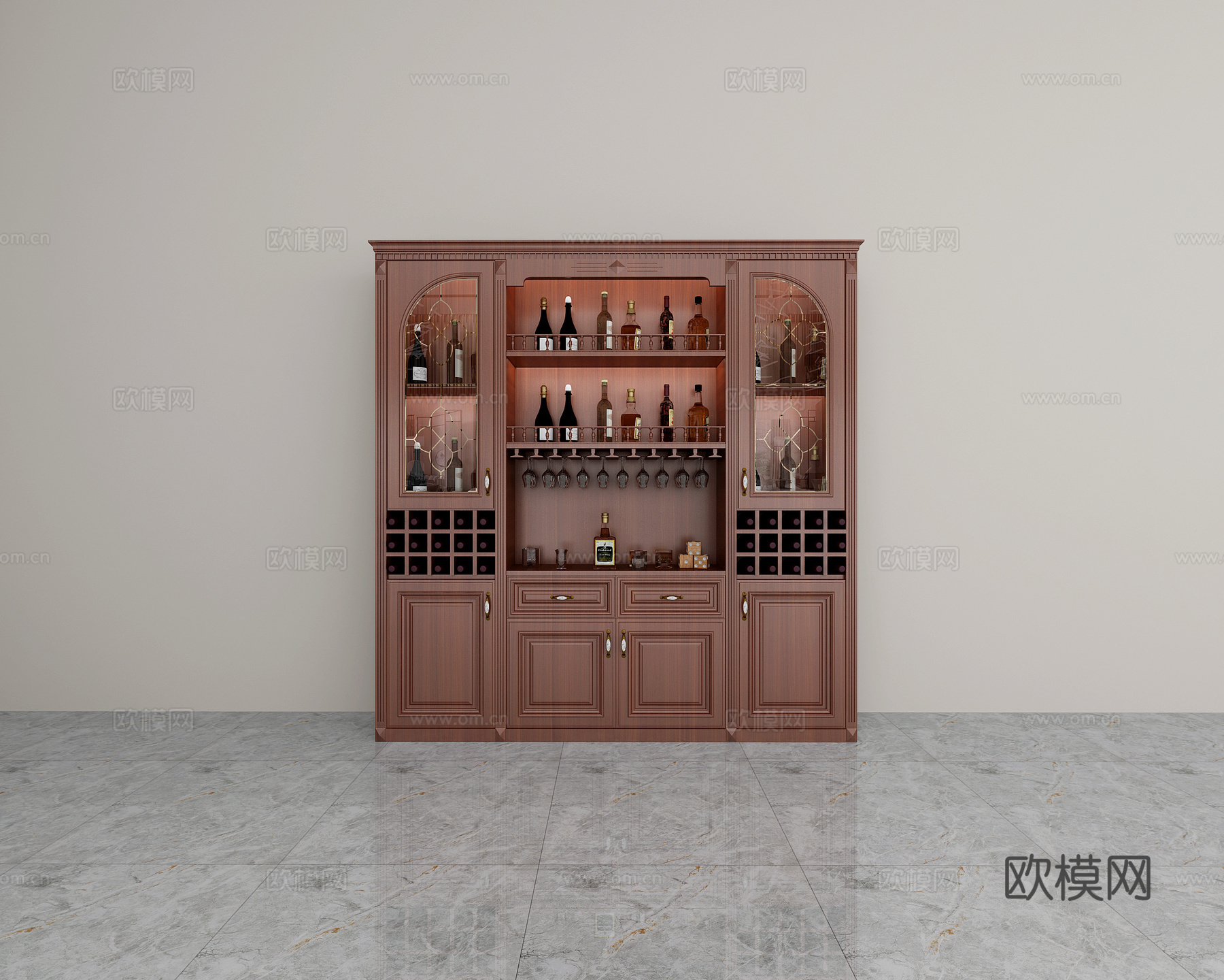 简欧美式鞋柜 衣柜 书柜 酒柜3d模型