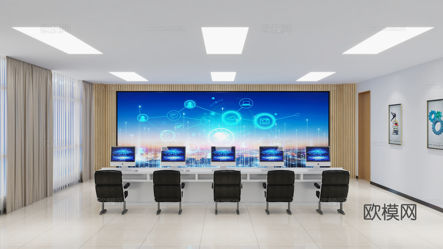 现代会议室指挥中心3d模型