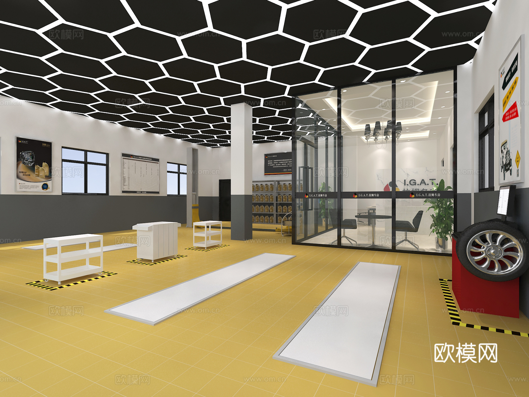 现代汽车店 维修店 汽车维修店 门店店面3d模型