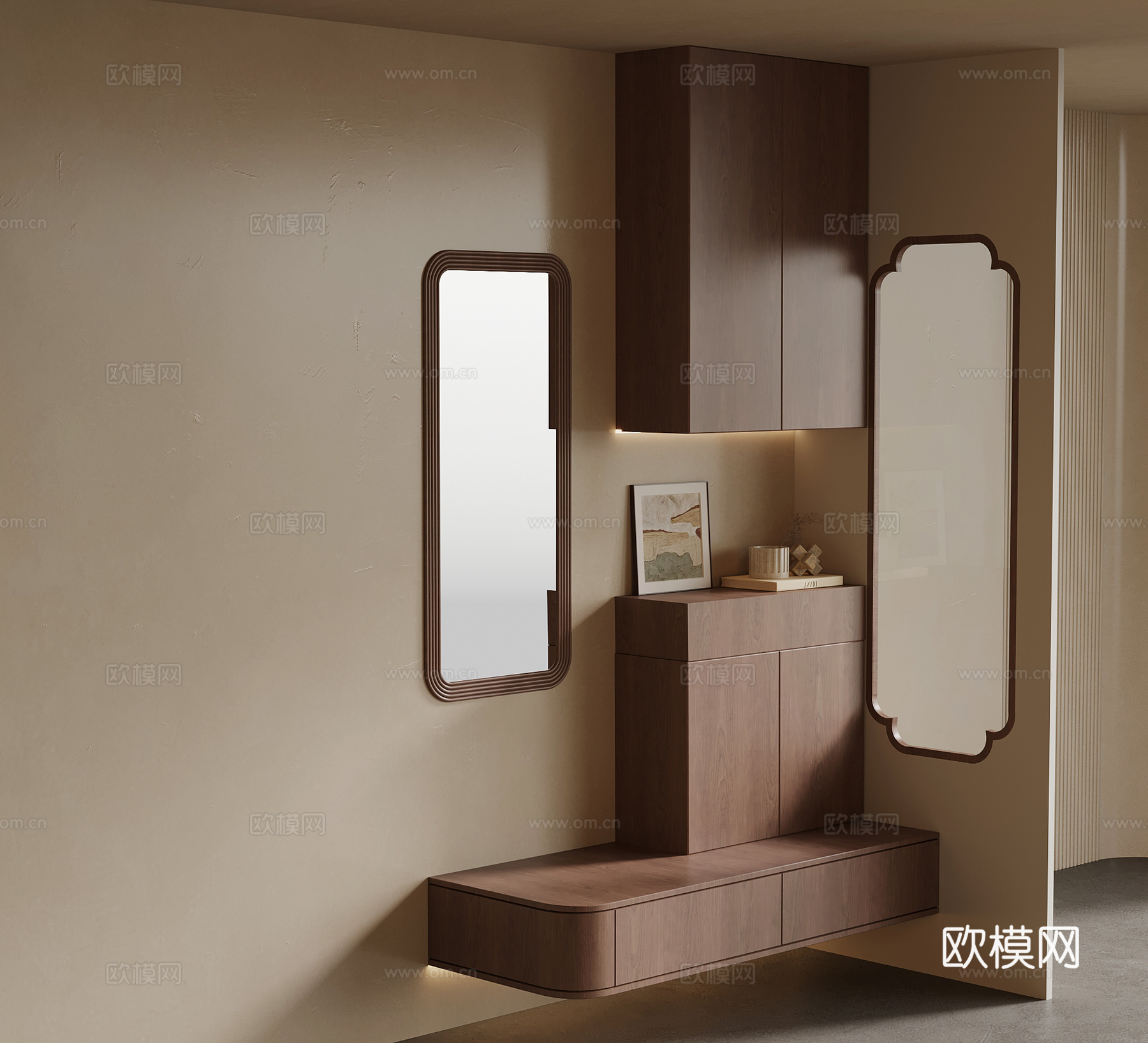 中古风玄关 装饰性玄关隔断su模型