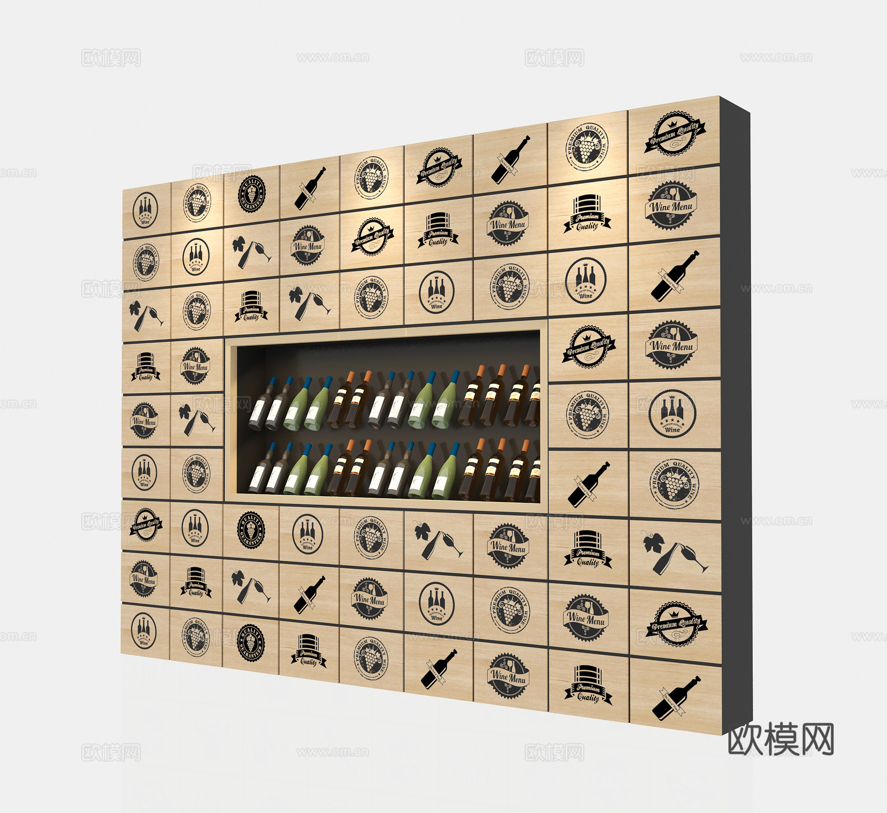 现代红酒柜装饰柜展示柜3d模型下载（渲染图2）