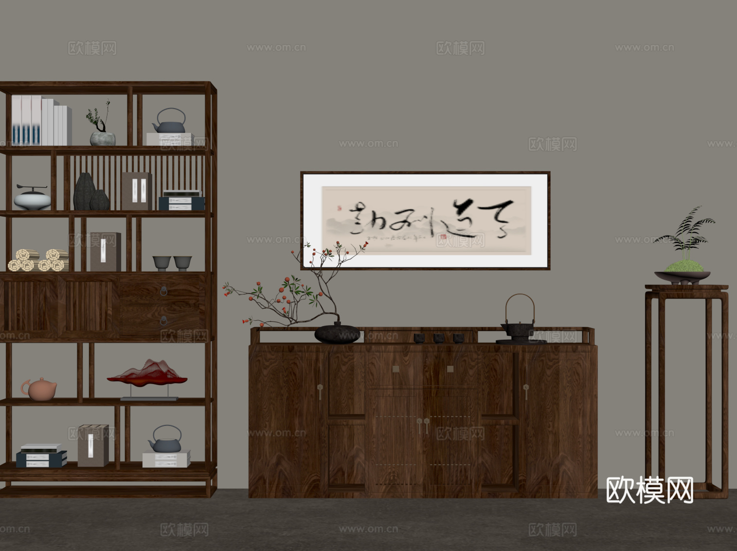 茶柜 新中式茶柜su模型