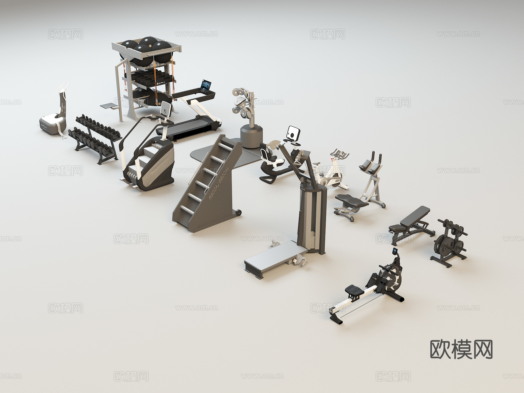 健身器械 跑步机 楼梯机 振动仪3d模型
