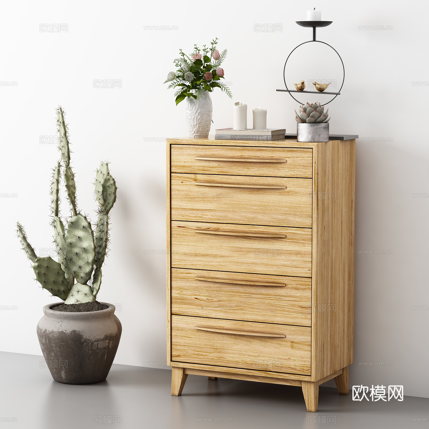 现代边柜斗柜饰品3d模型