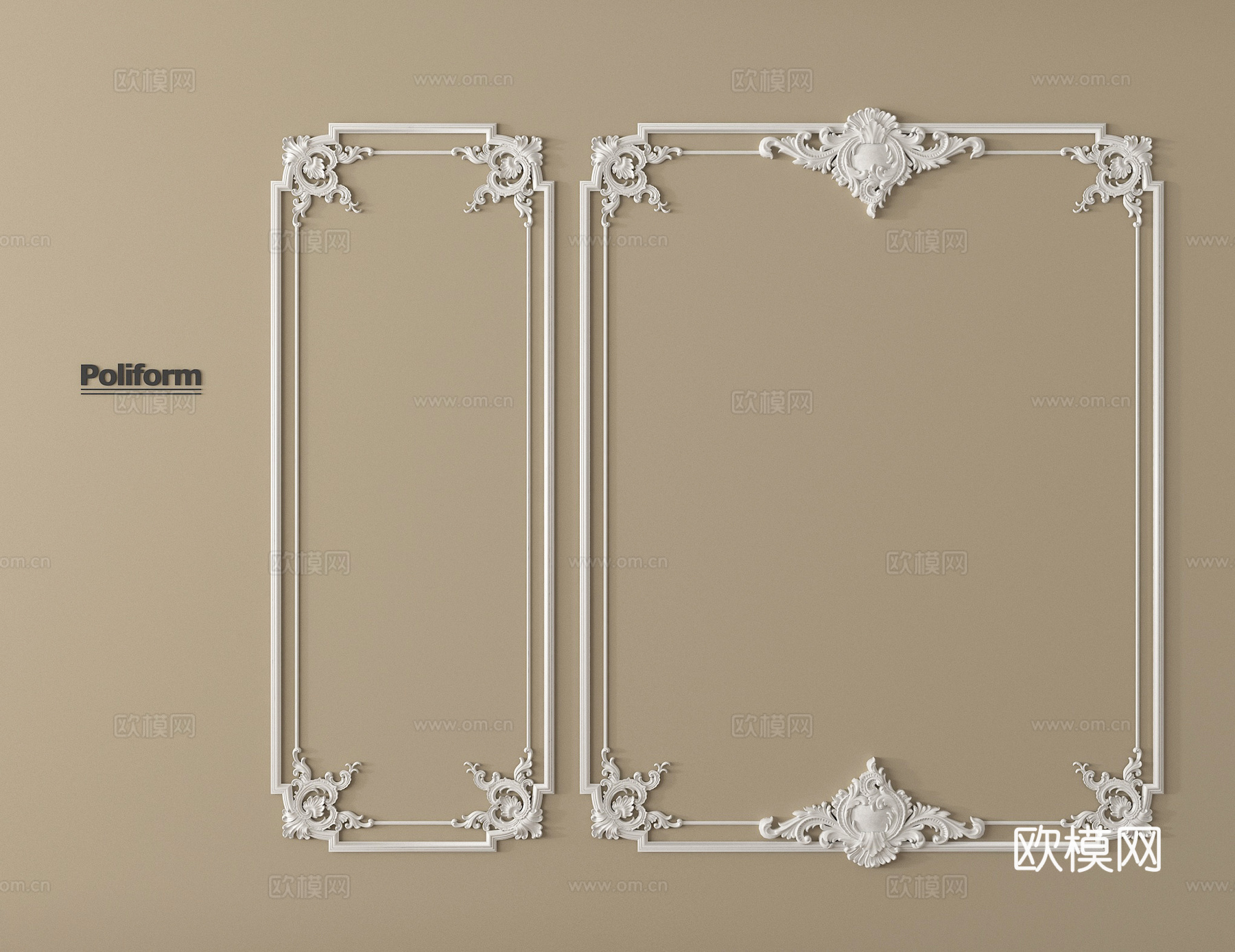 法式石膏线 背景墙 石膏构件3d模型