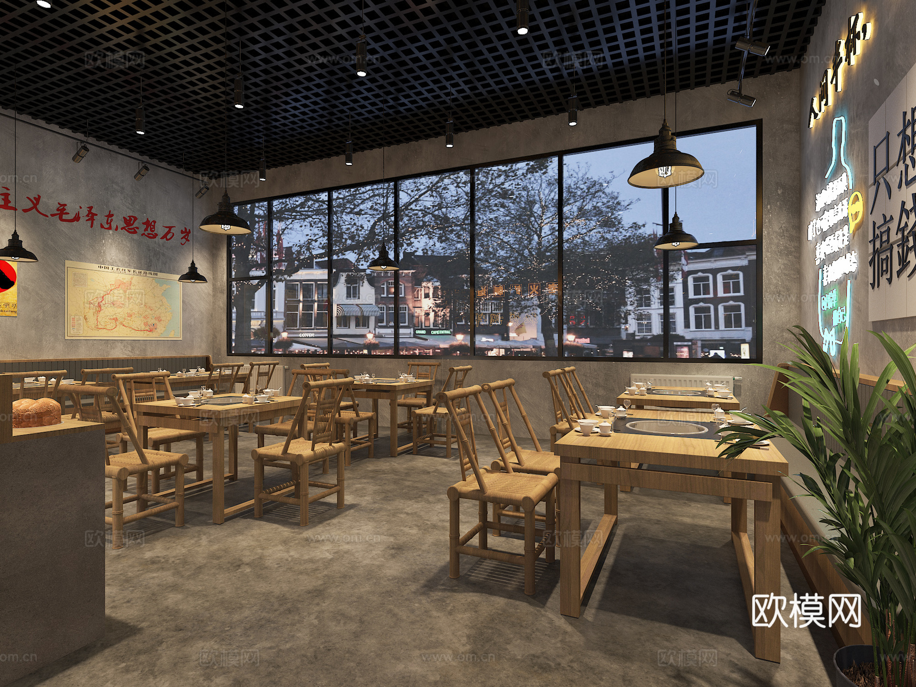 复古火锅店3d模型