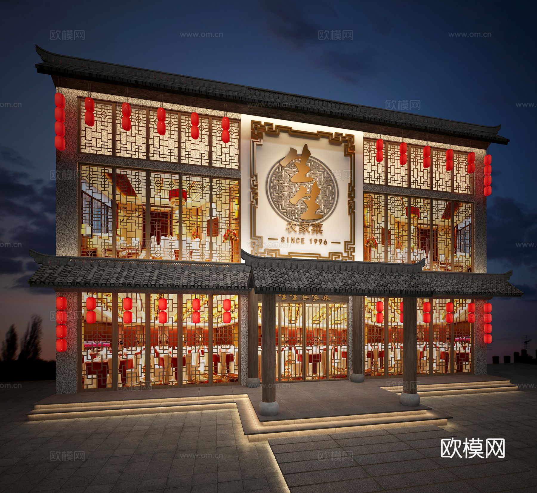 现代建筑门头门 面外观门楼3d模型