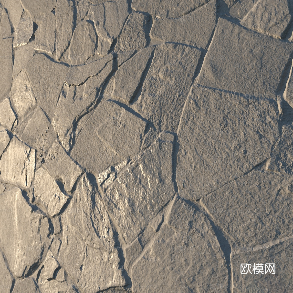 石砌墙 文化砖 鹅卵石砌体 挡土墙3d模型