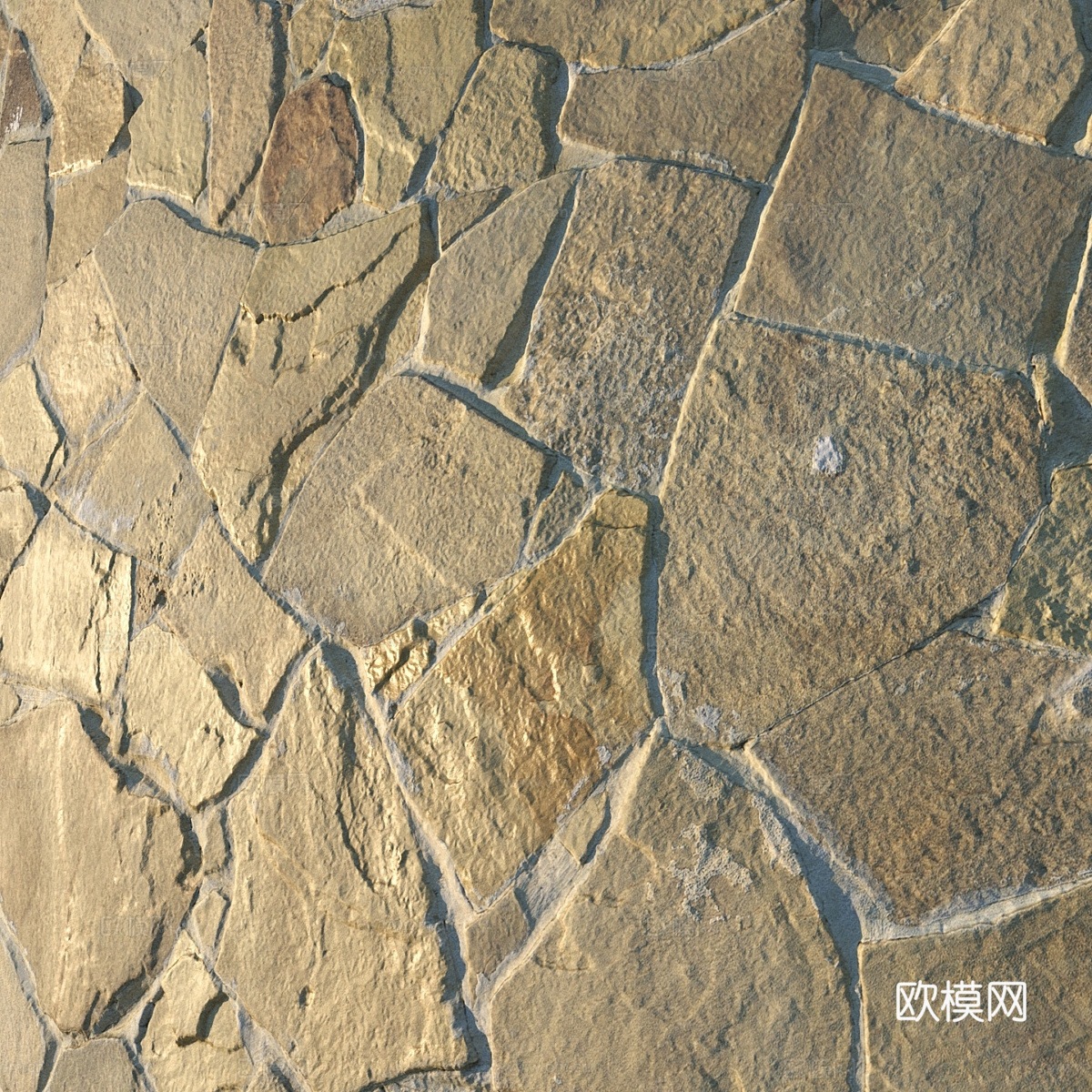 石砌墙 文化砖 鹅卵石砌体 挡土墙3d模型