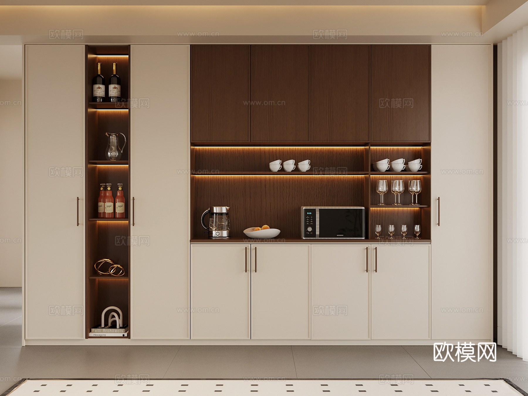 现代中古风餐柜su模型