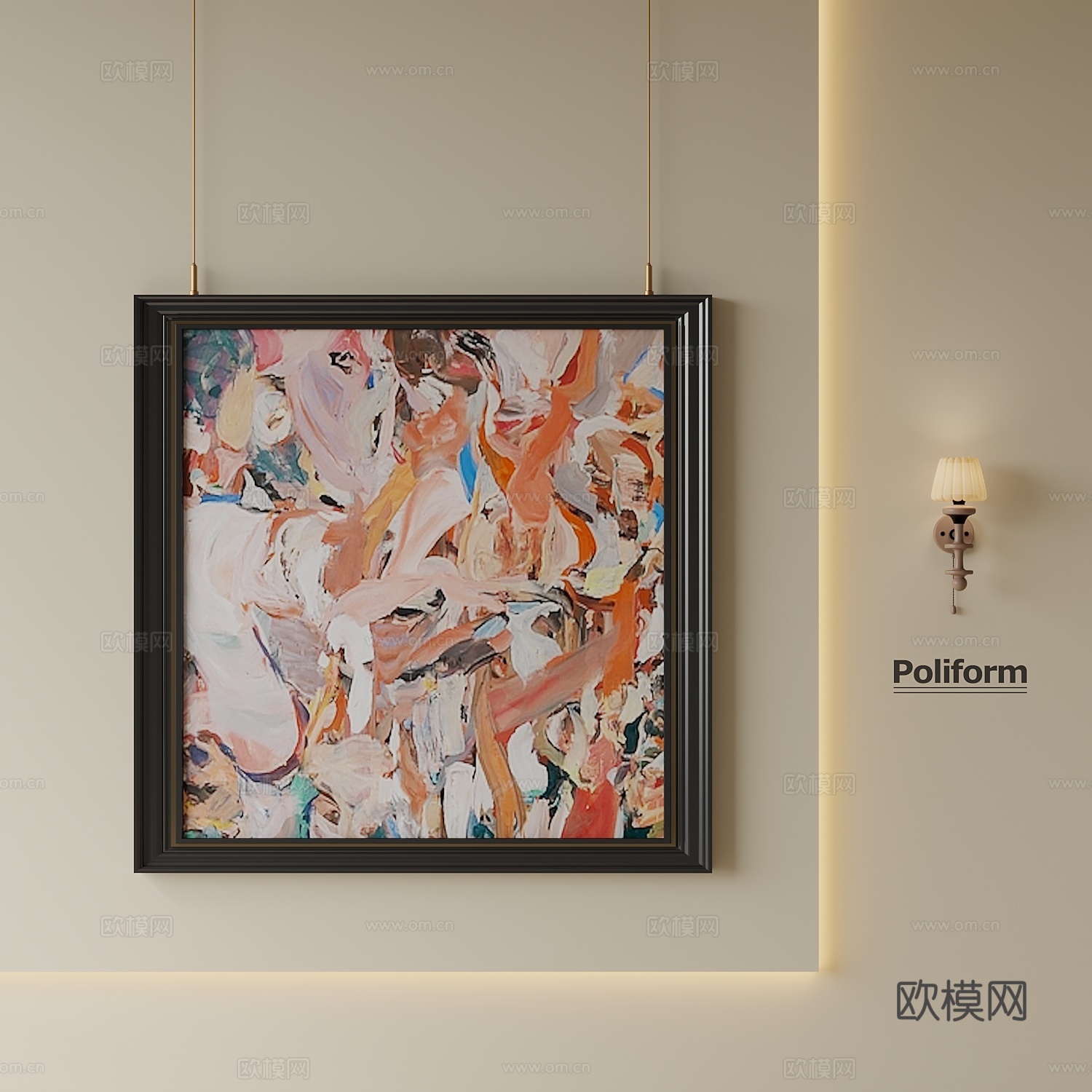现代奶油挂画su模型