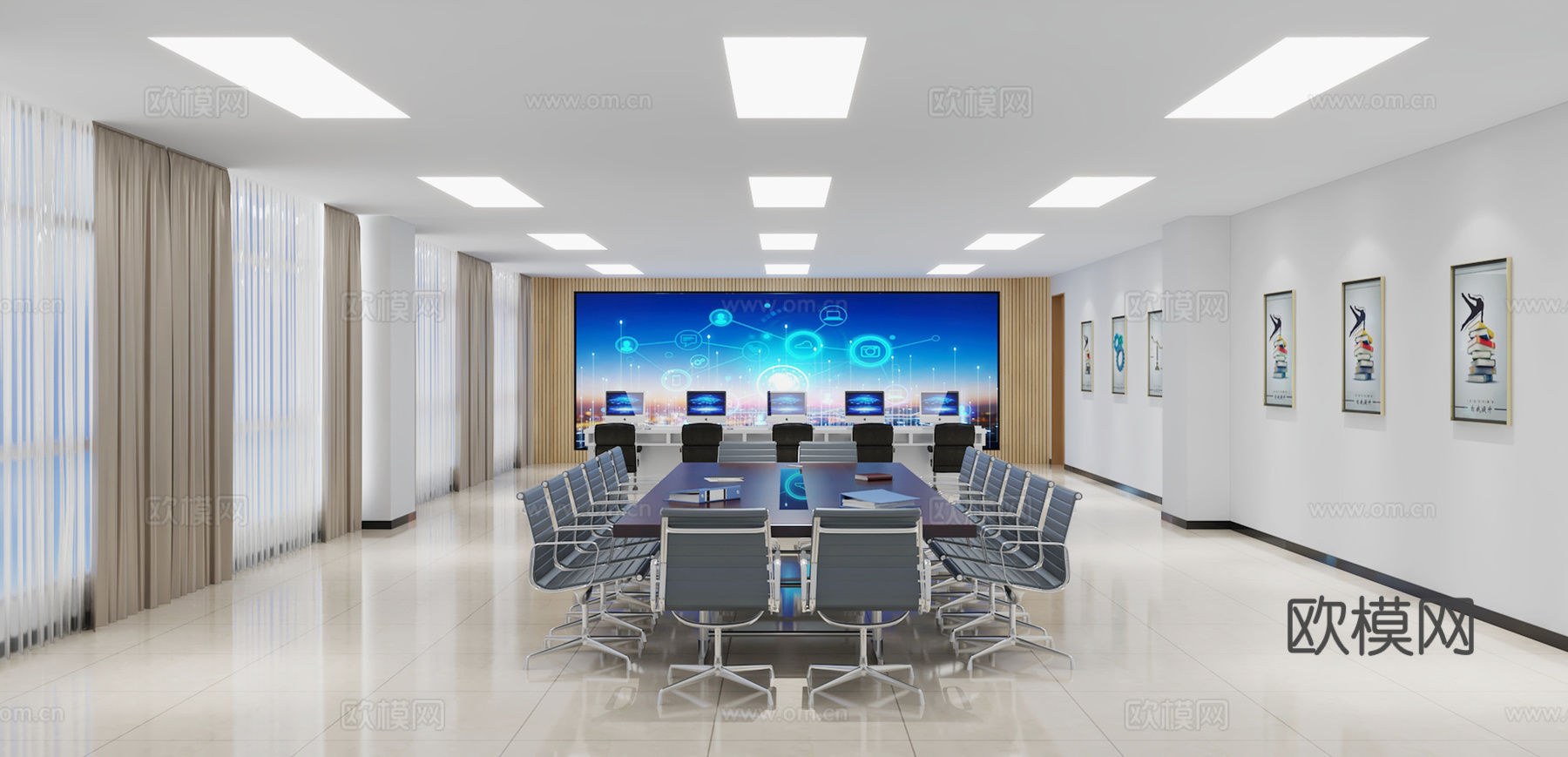 现代会议室指挥中心3d模型