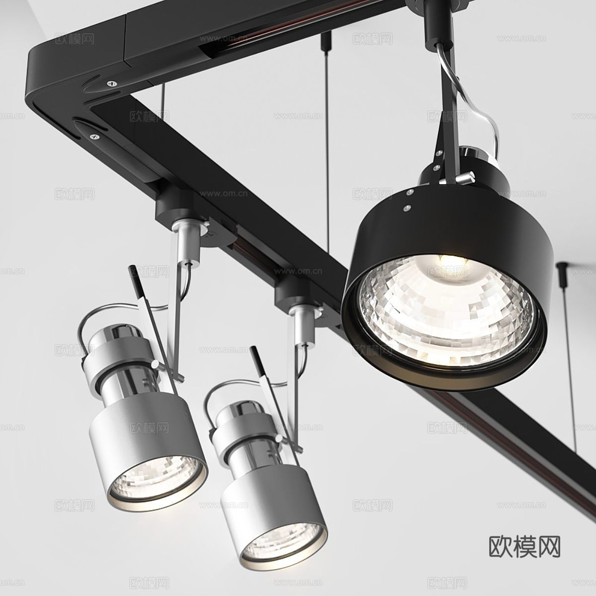 现代意式极简轨道射灯3d模型