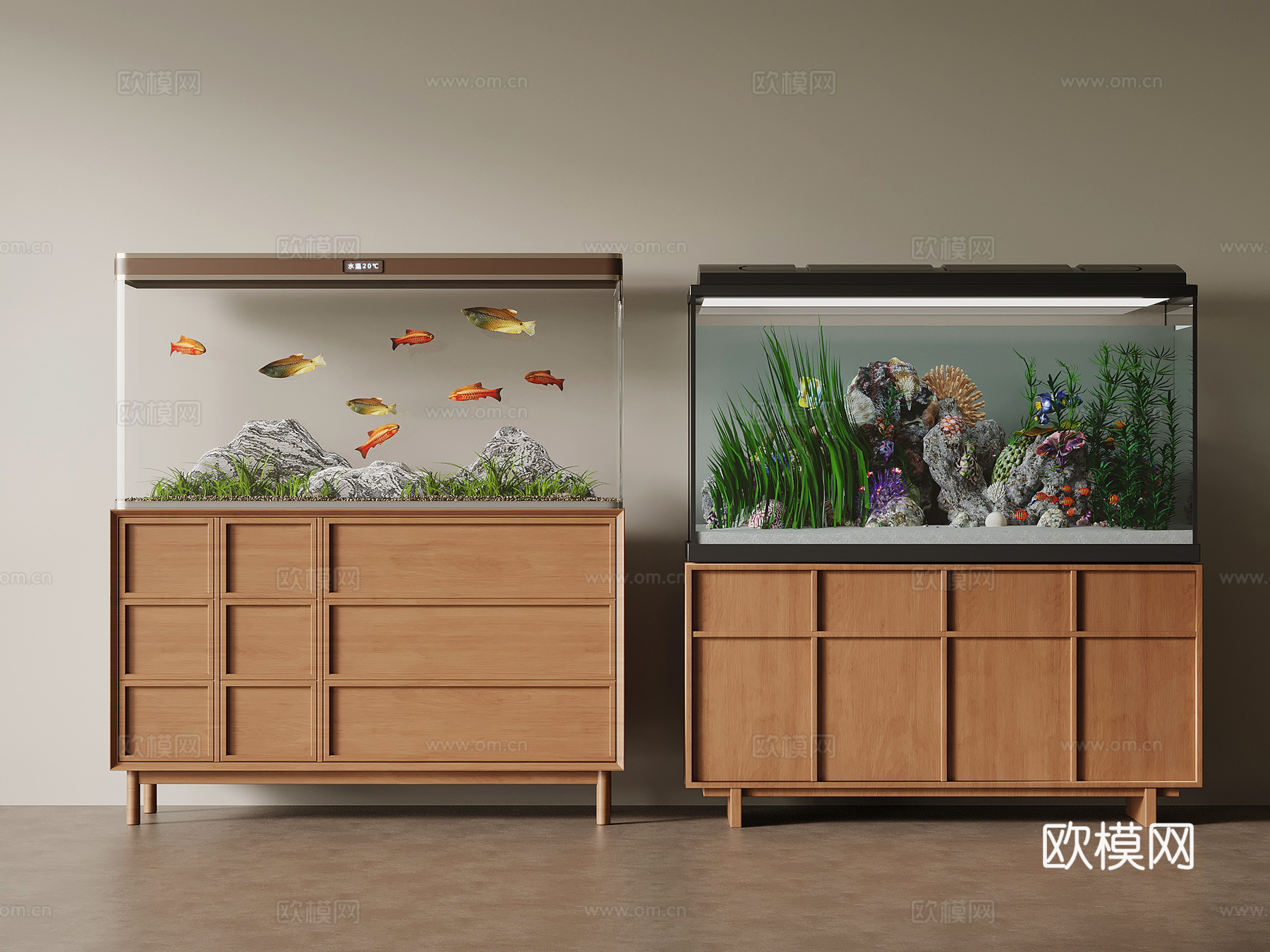 中古风鱼缸 水族箱3d模型