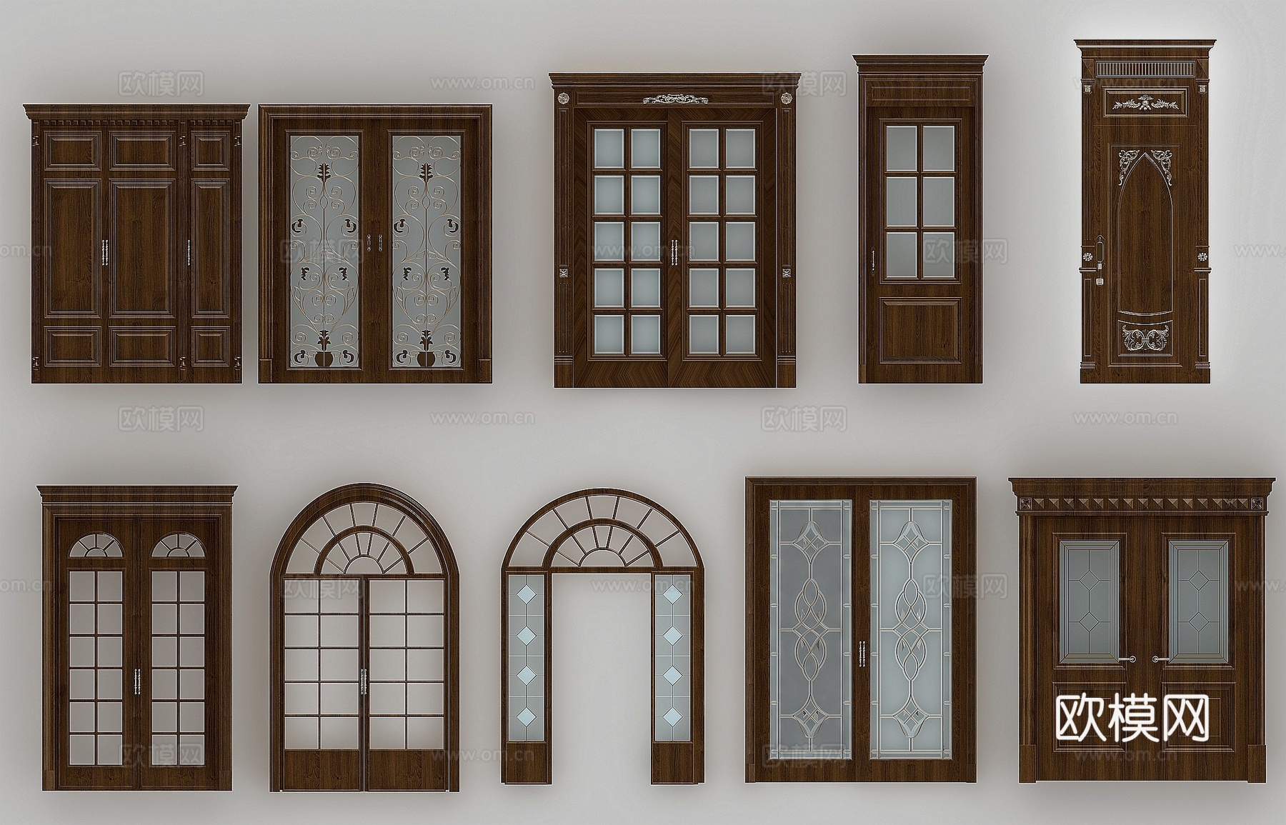 简欧门组合 简欧门 单开门3d模型