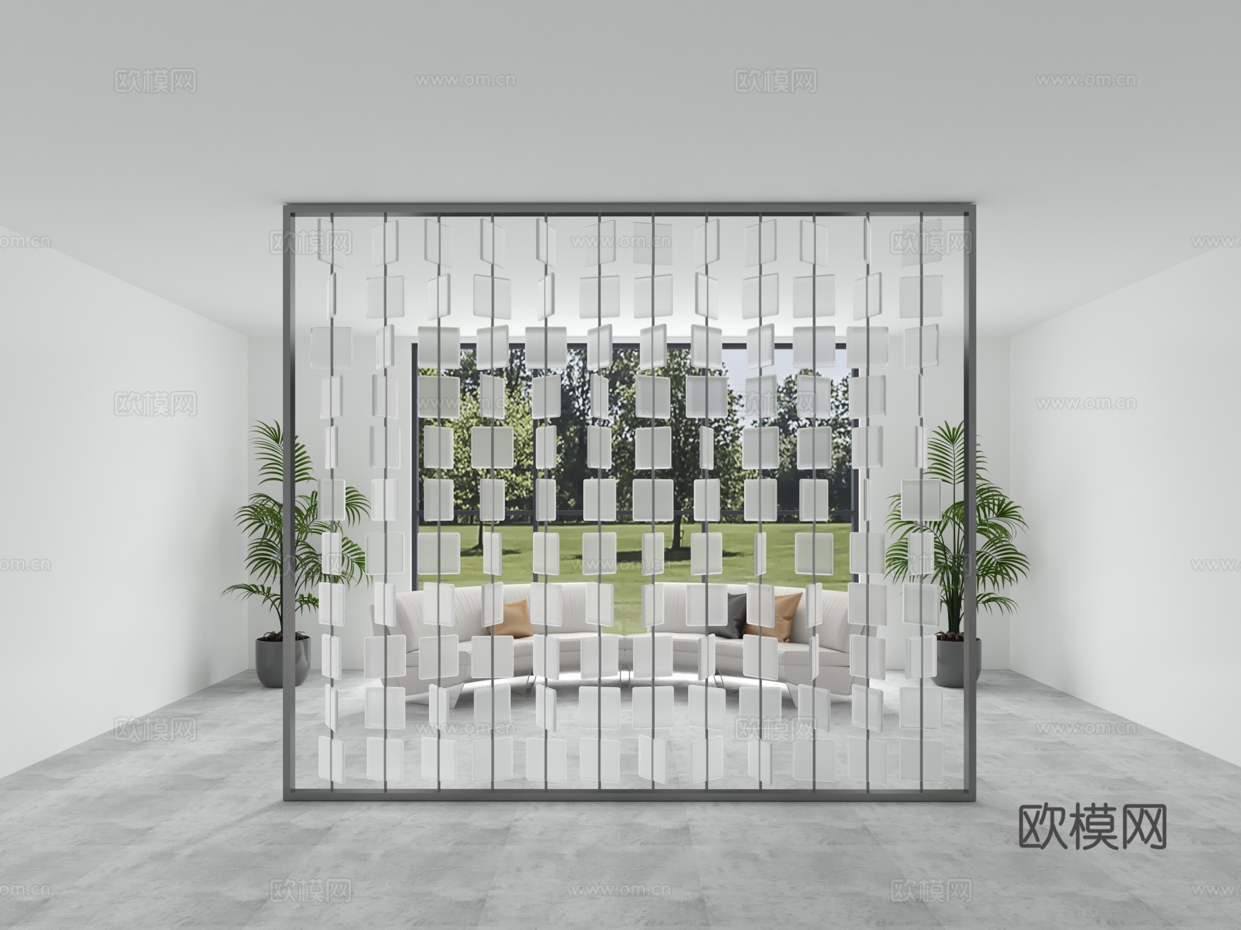 玻璃隔断 现代屏风 玄关屏风 镂空隔断3d模型