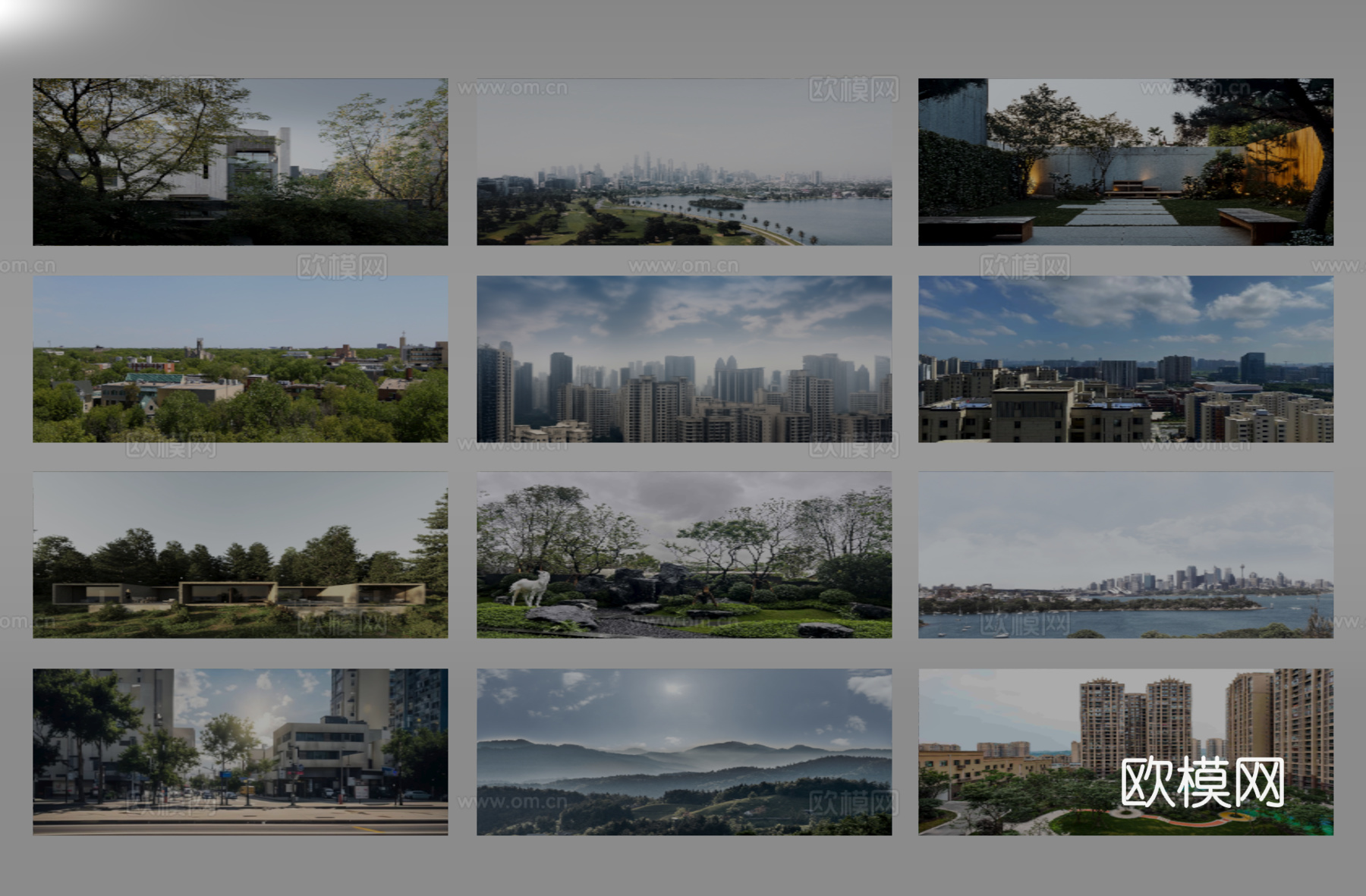 现代材质 环绕背景 户外背景 城市背景 环境贴图su模型
