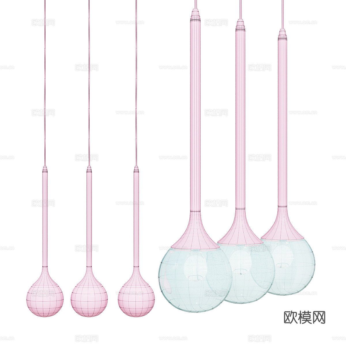 现代轻奢金属玻璃装饰吊灯3d模型