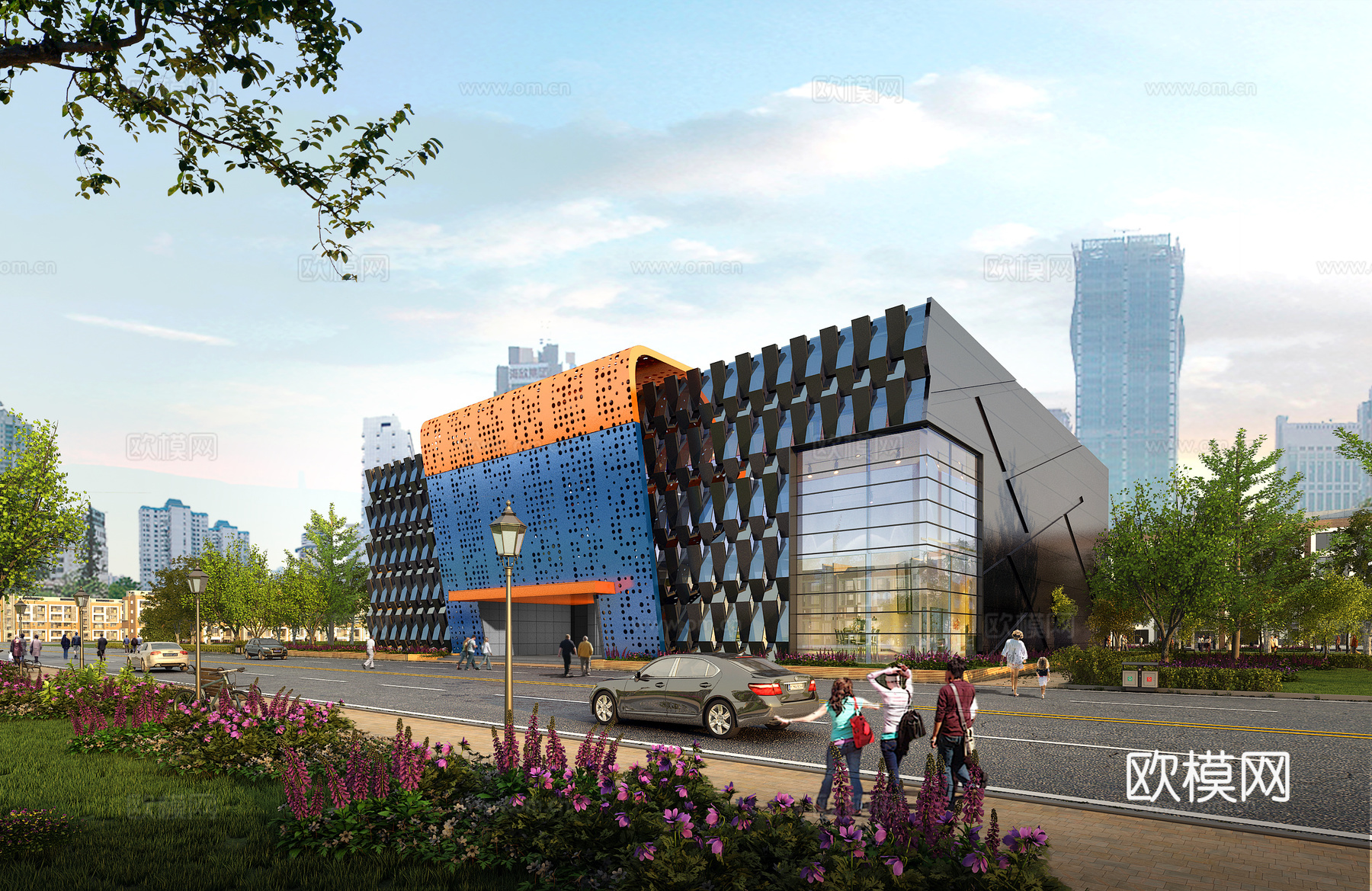现代室外建筑楼 表现3d模型