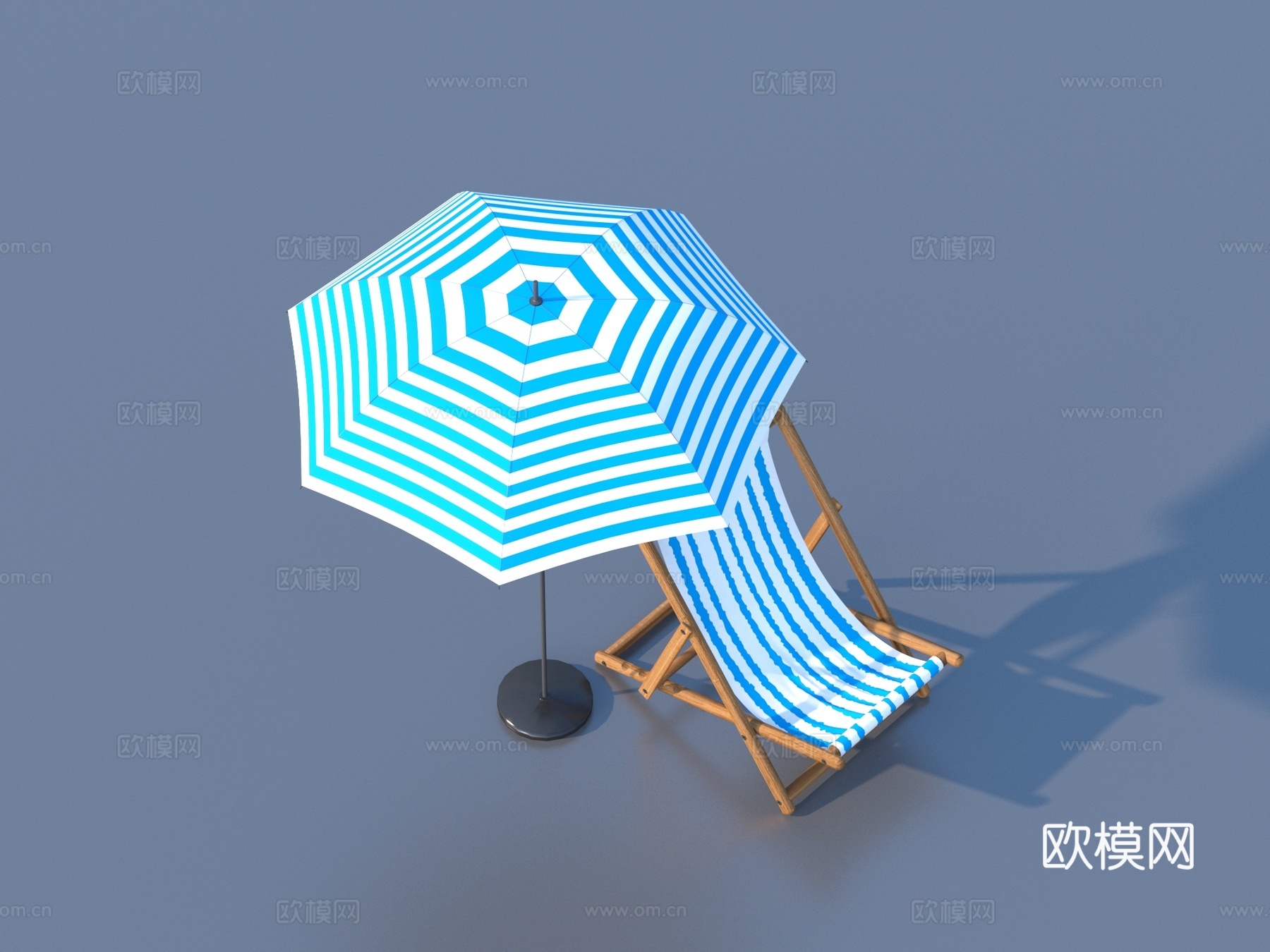 躺椅 太阳伞 遮阳伞3d模型