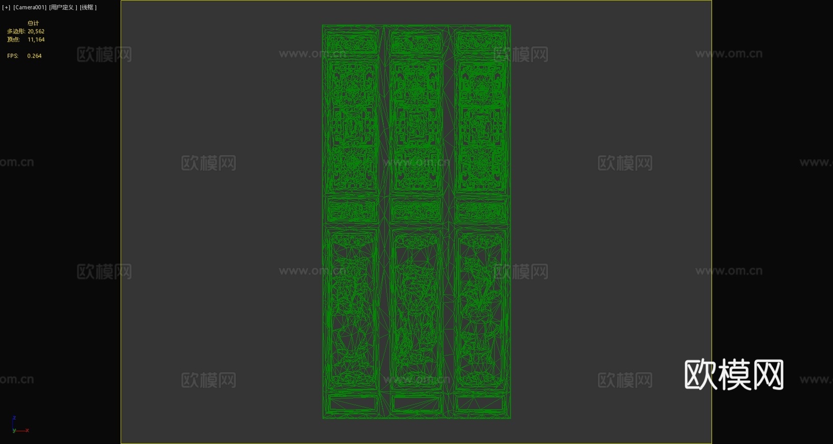 中式门板中式雕花雕刻造型木墙板中式窗花3d模型