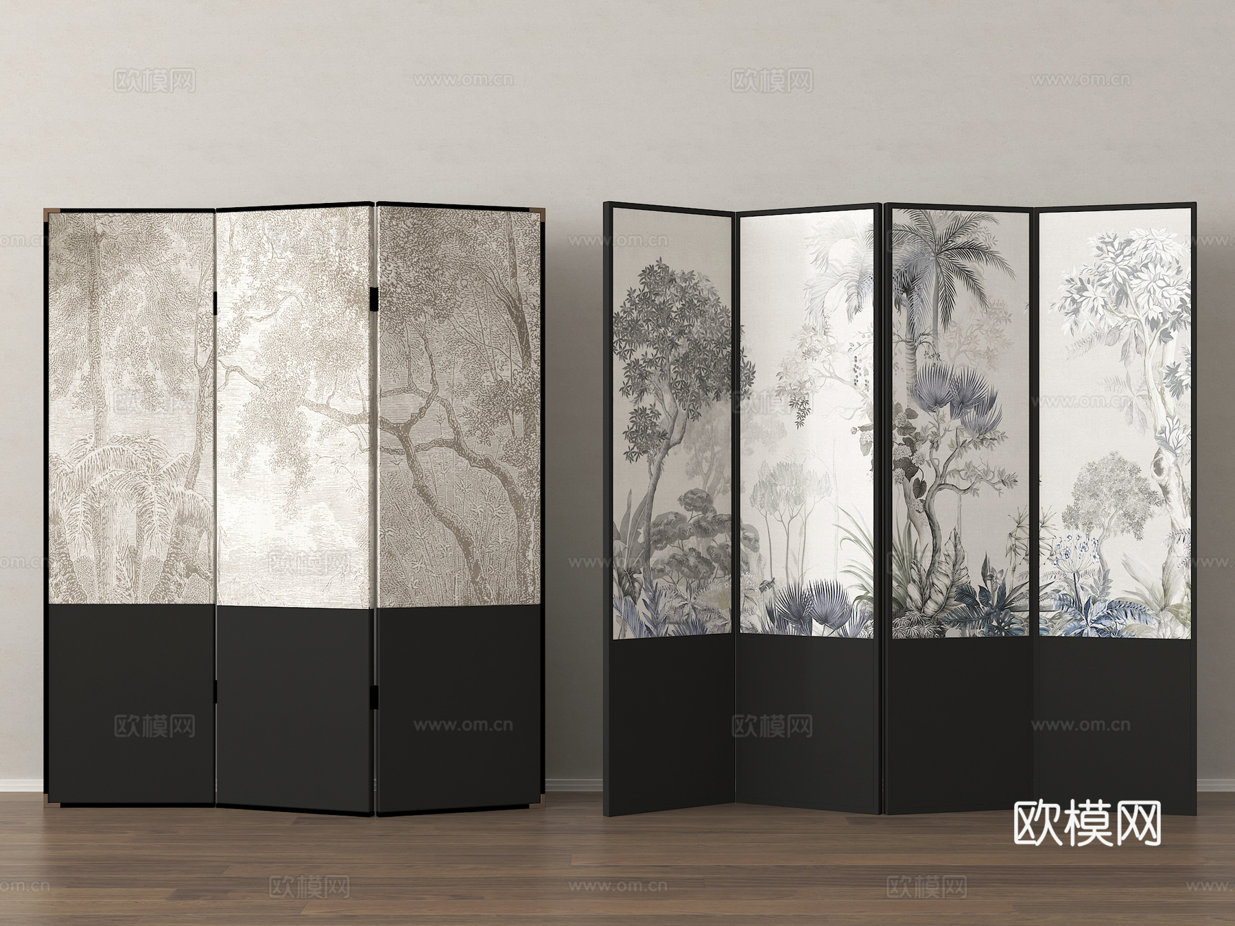 新中式屏风隔断 可折叠屏风3d模型