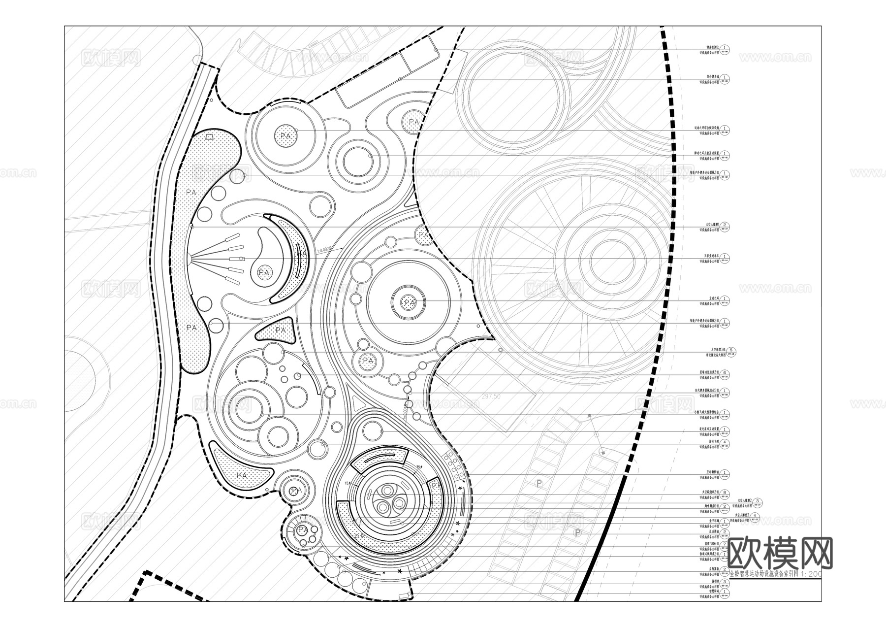 体育公园景观园建施工图cad施工图