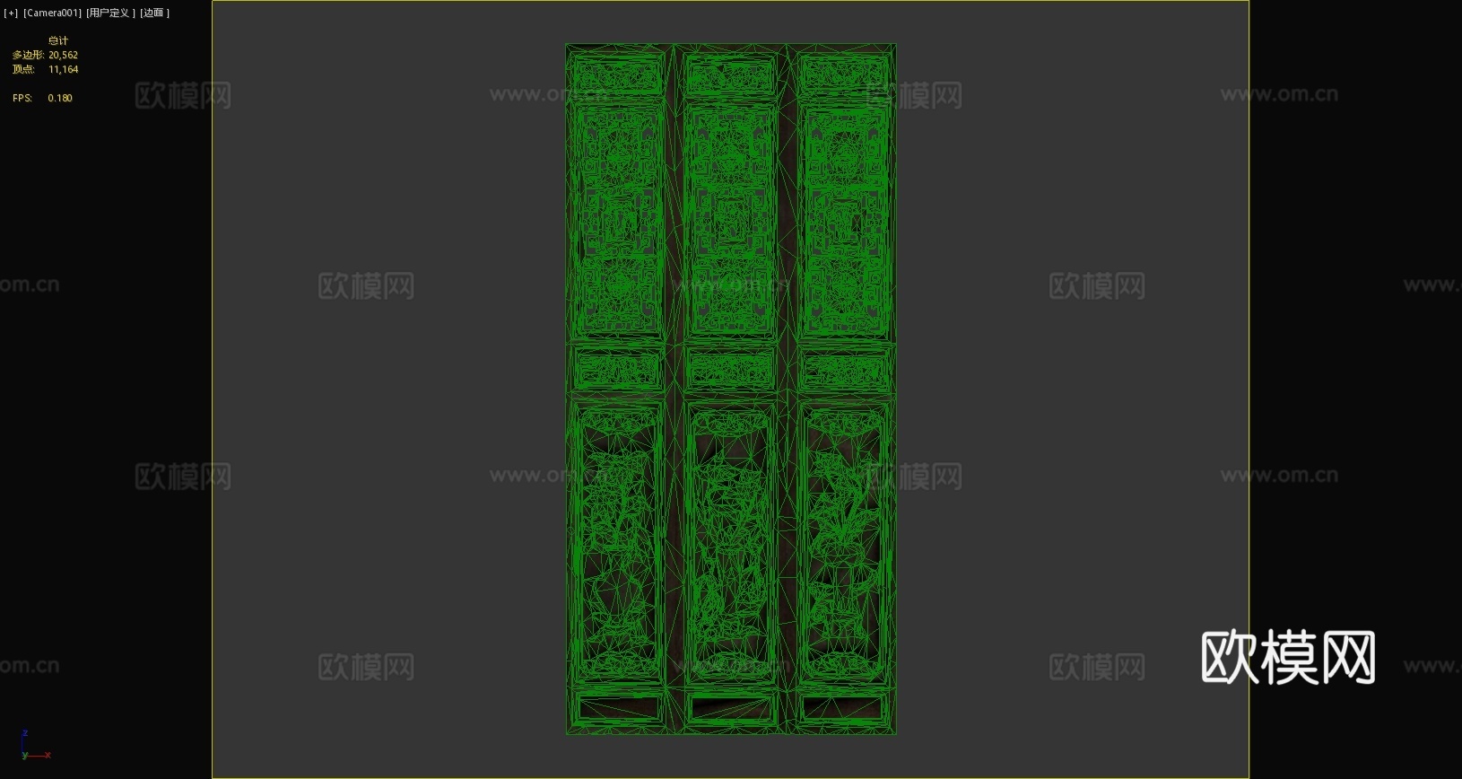中式门板中式雕花雕刻造型木墙板中式窗花3d模型