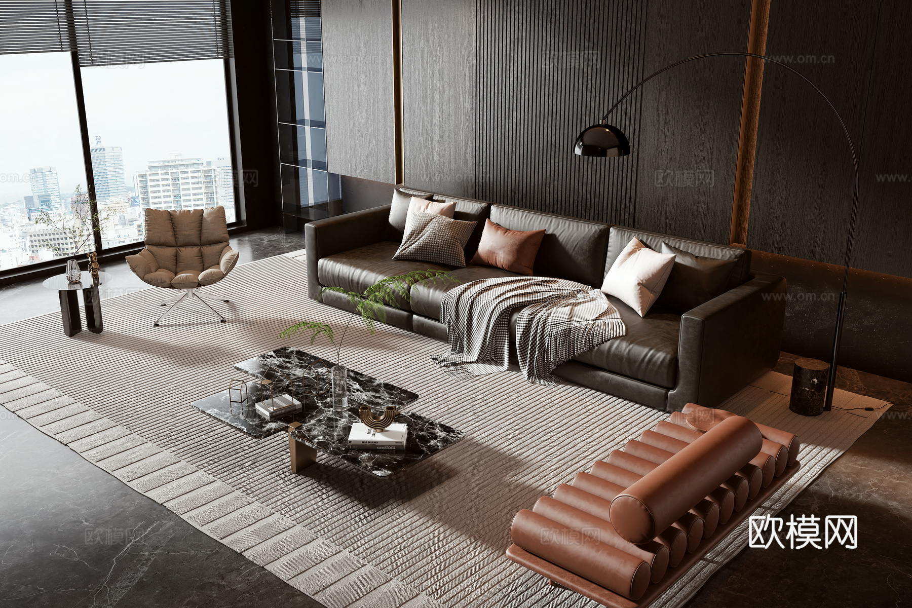 Minotti现代沙发茶几组合3d模型