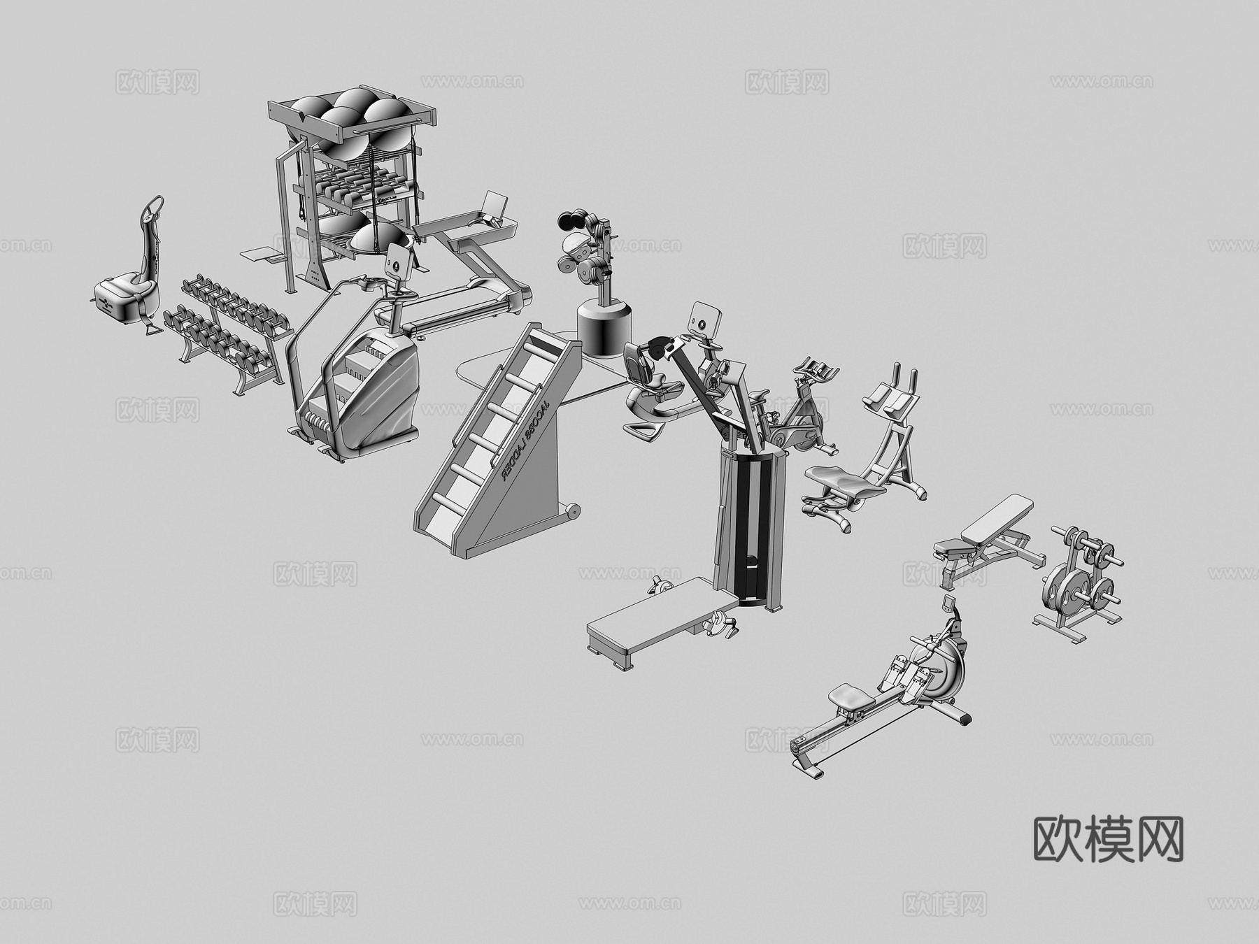 健身器械 跑步机 楼梯机 振动仪3d模型