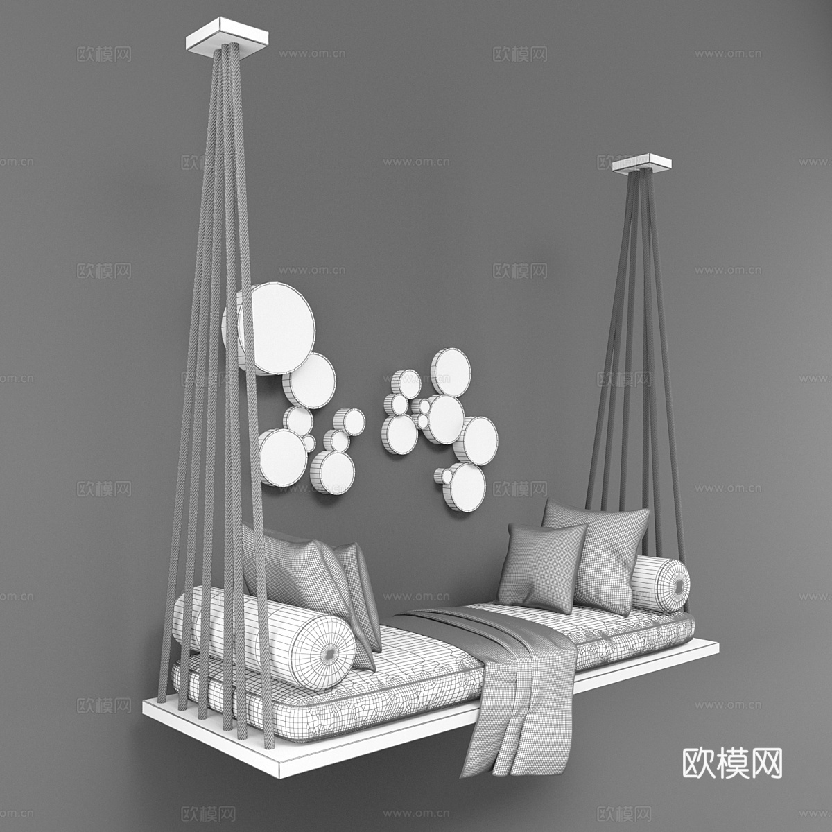 新中式吊椅 秋千椅3d模型