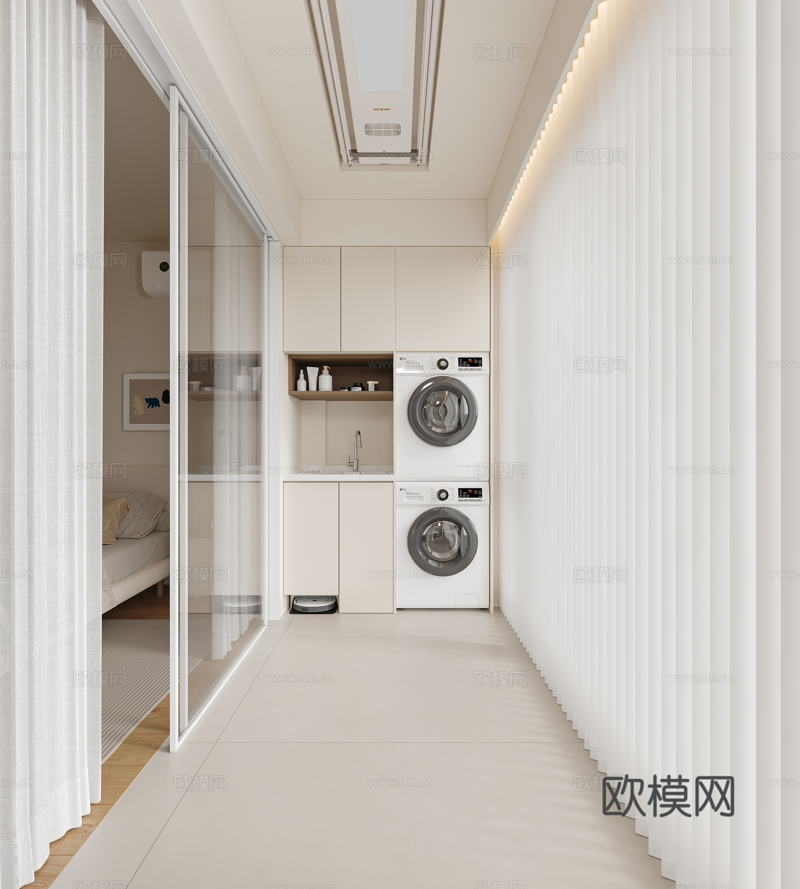 现代简约阳台3d模型