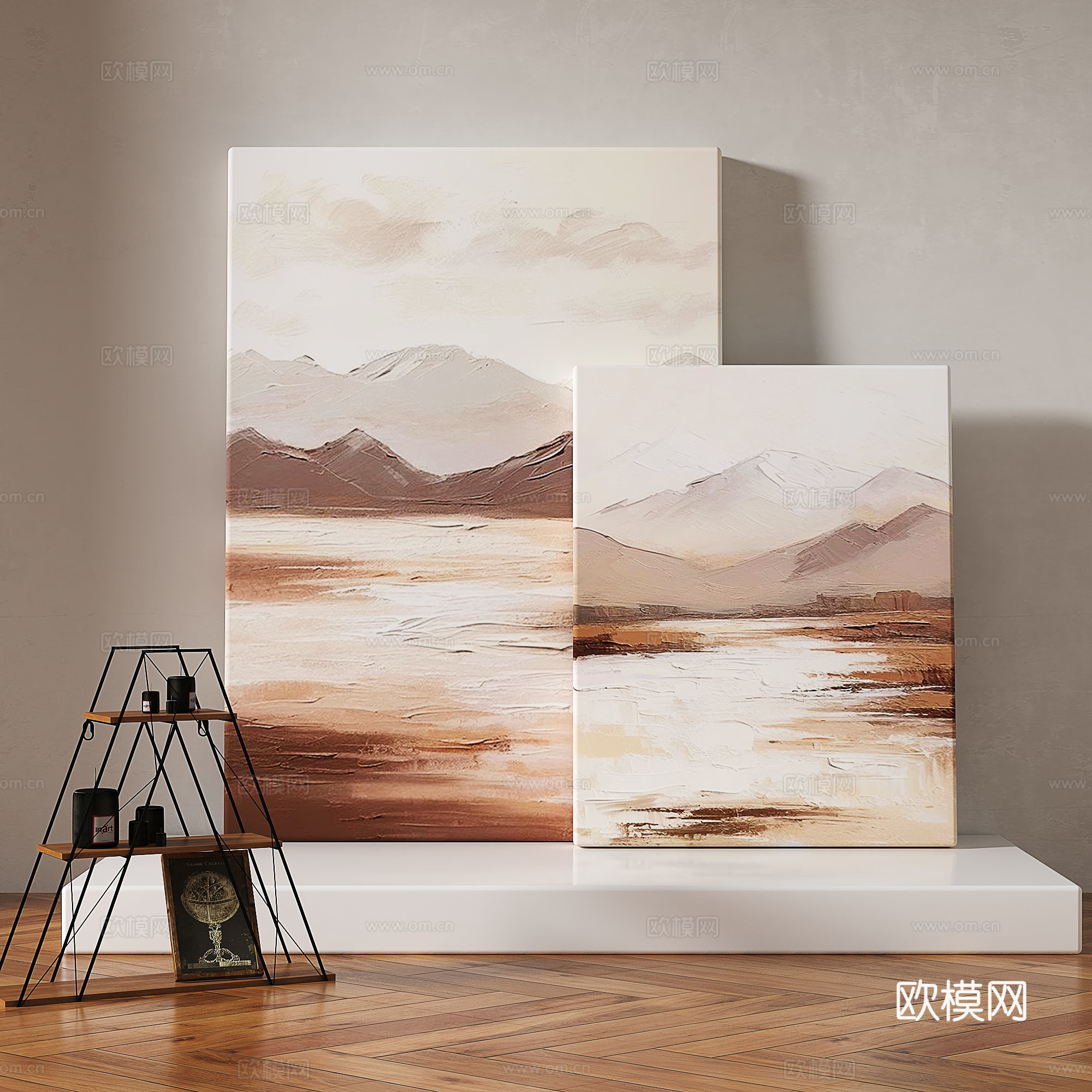 现代，轻奢，侘寂，肌理，简约，抽象，装饰画3d模型
