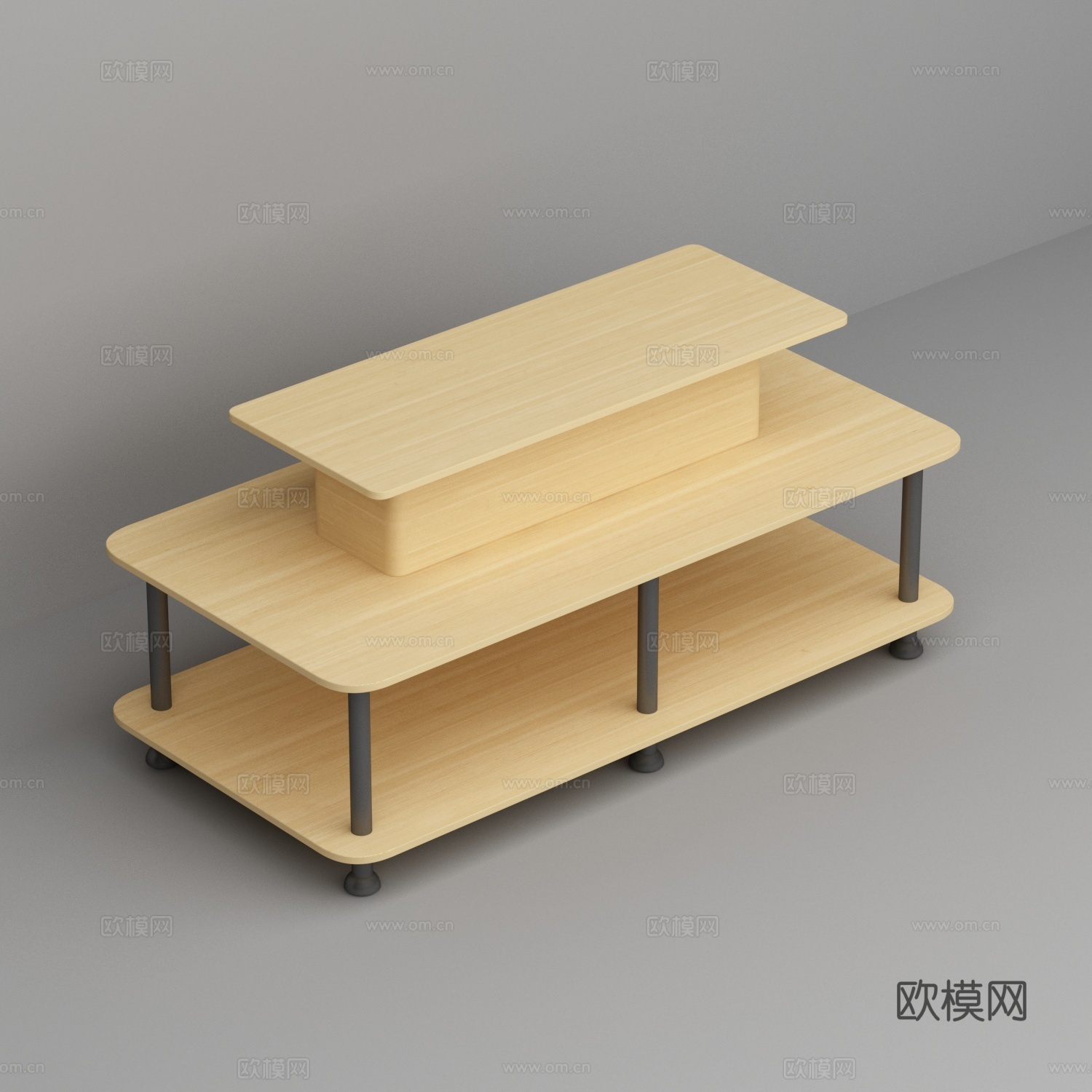 母婴店钢木两层展示架3d模型
