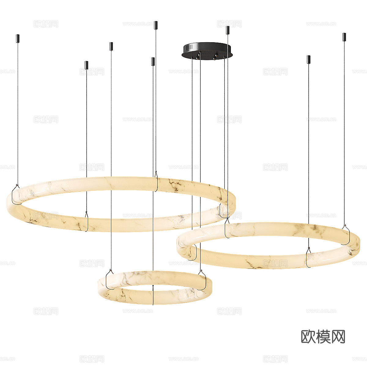 现代轻奢透光石圆形吊灯3d模型