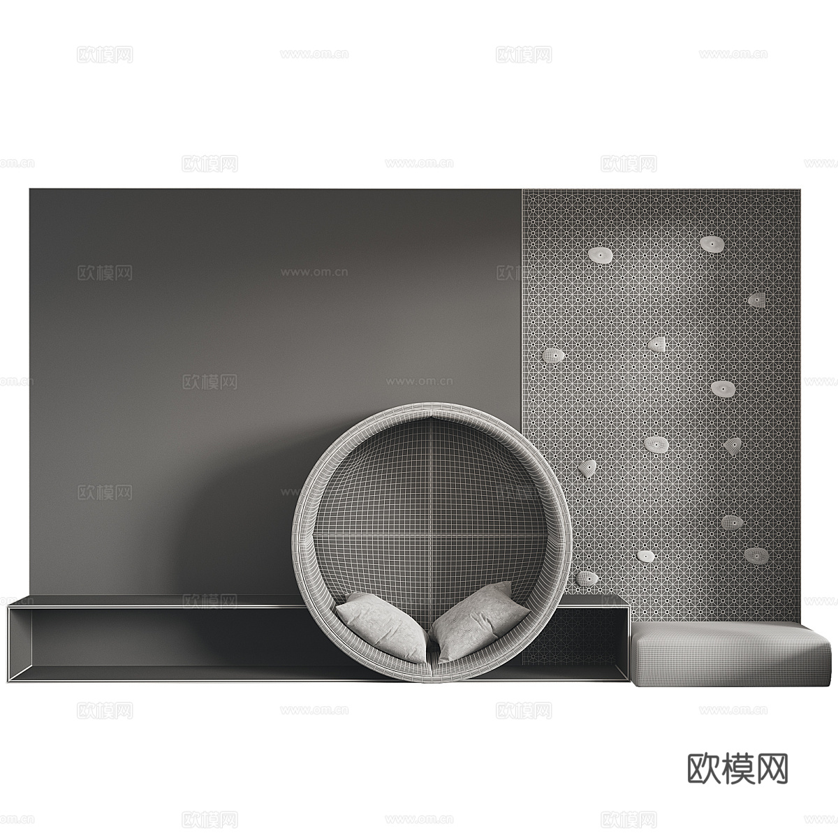 儿童区 攀岩墙 座垫3d模型