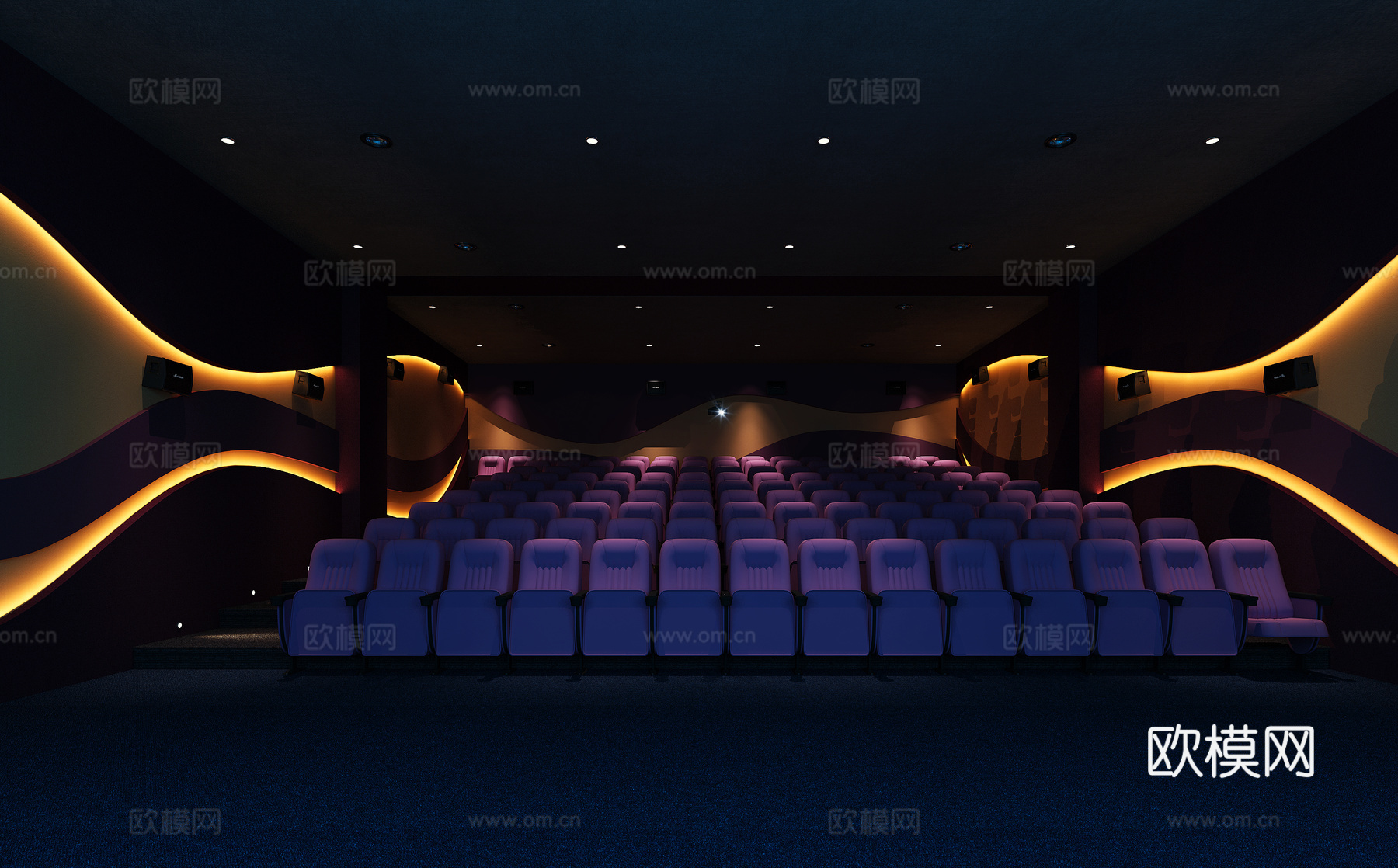 现代电影院 放映厅3d模型