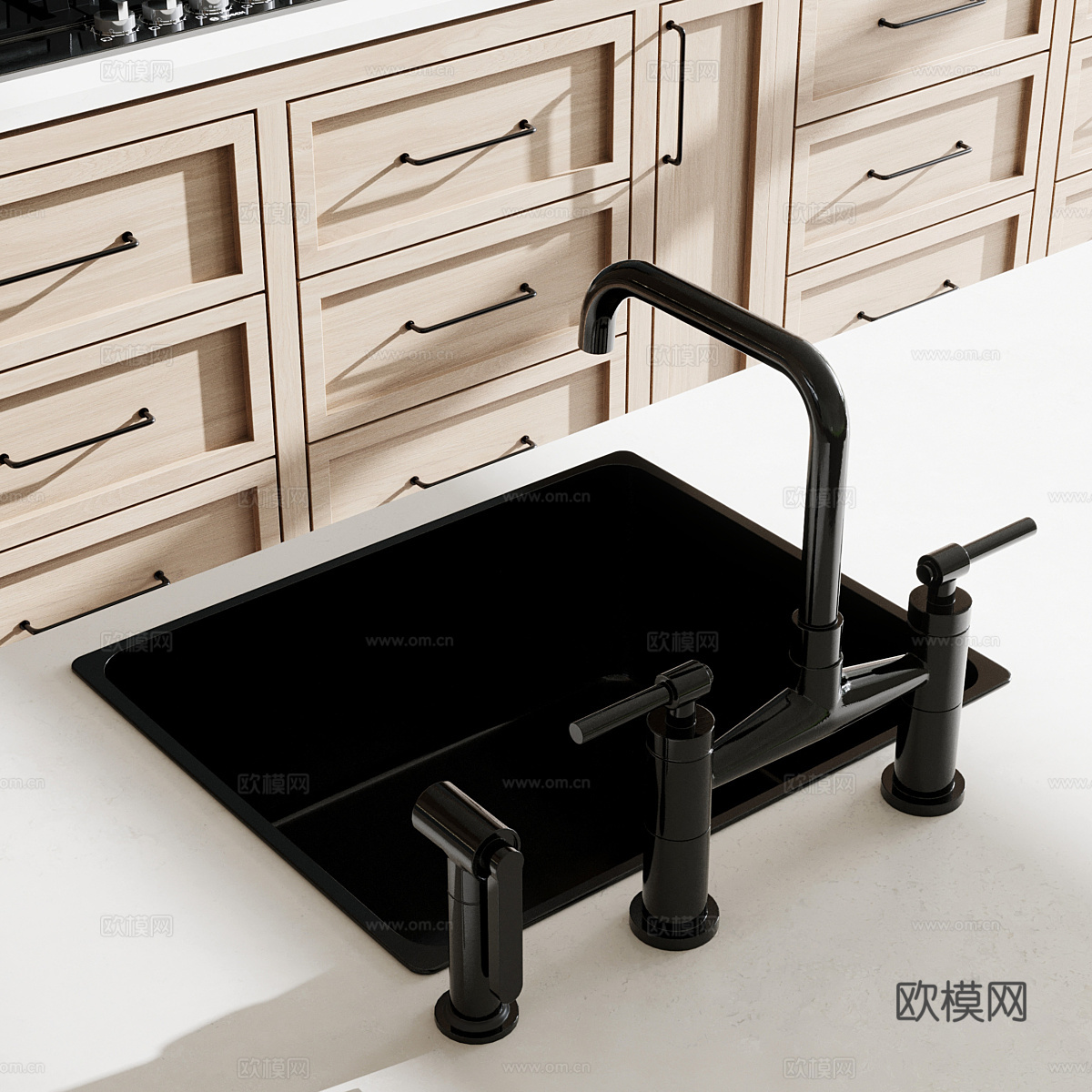新中式橱柜 岛台3d模型