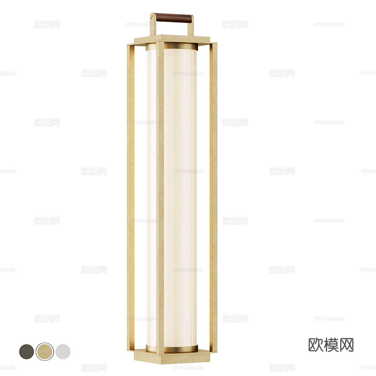 现代轻奢柱形金属玻璃装饰壁灯3d模型