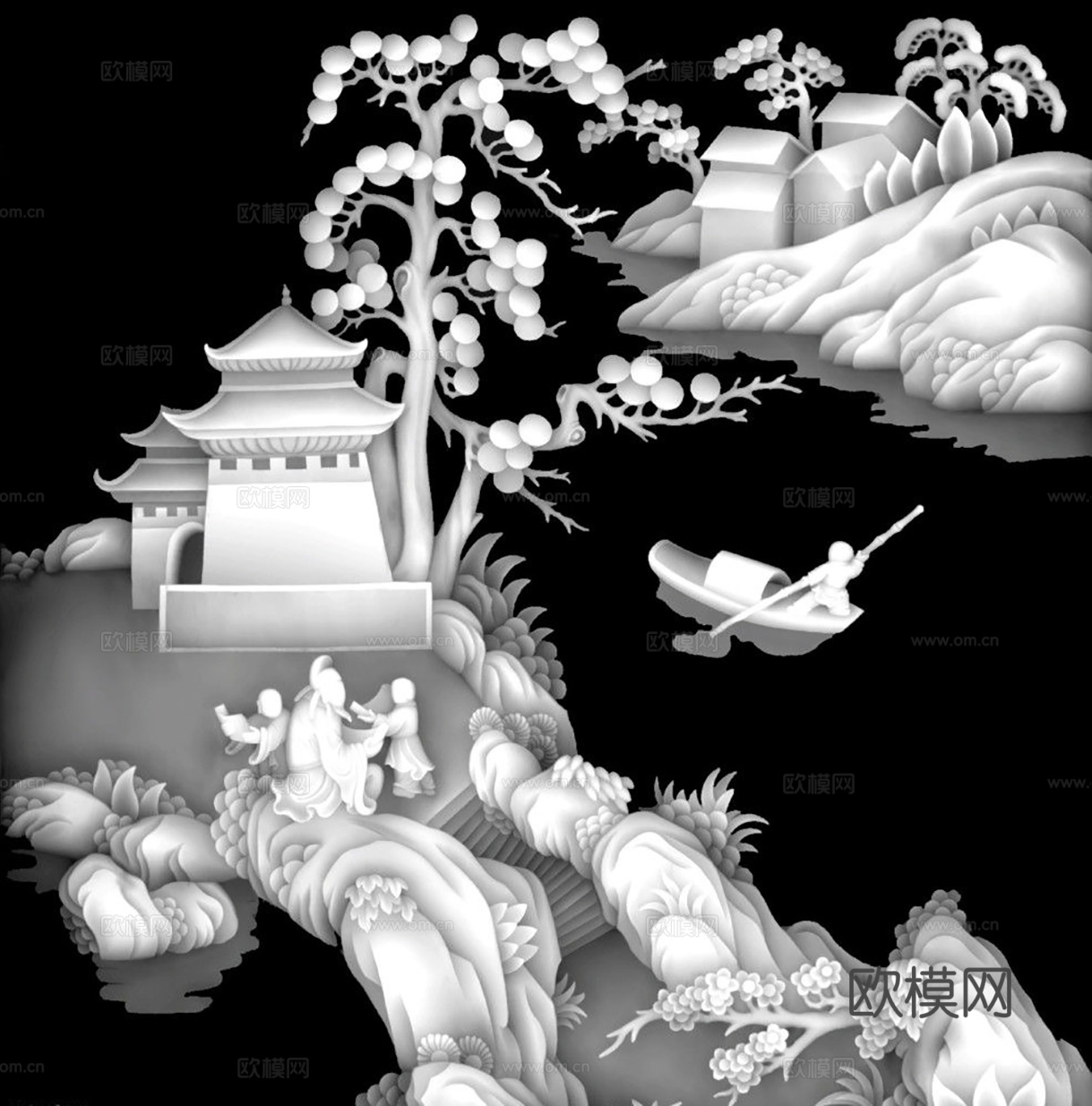 黑白凹凸  装饰花纹 浮雕下载