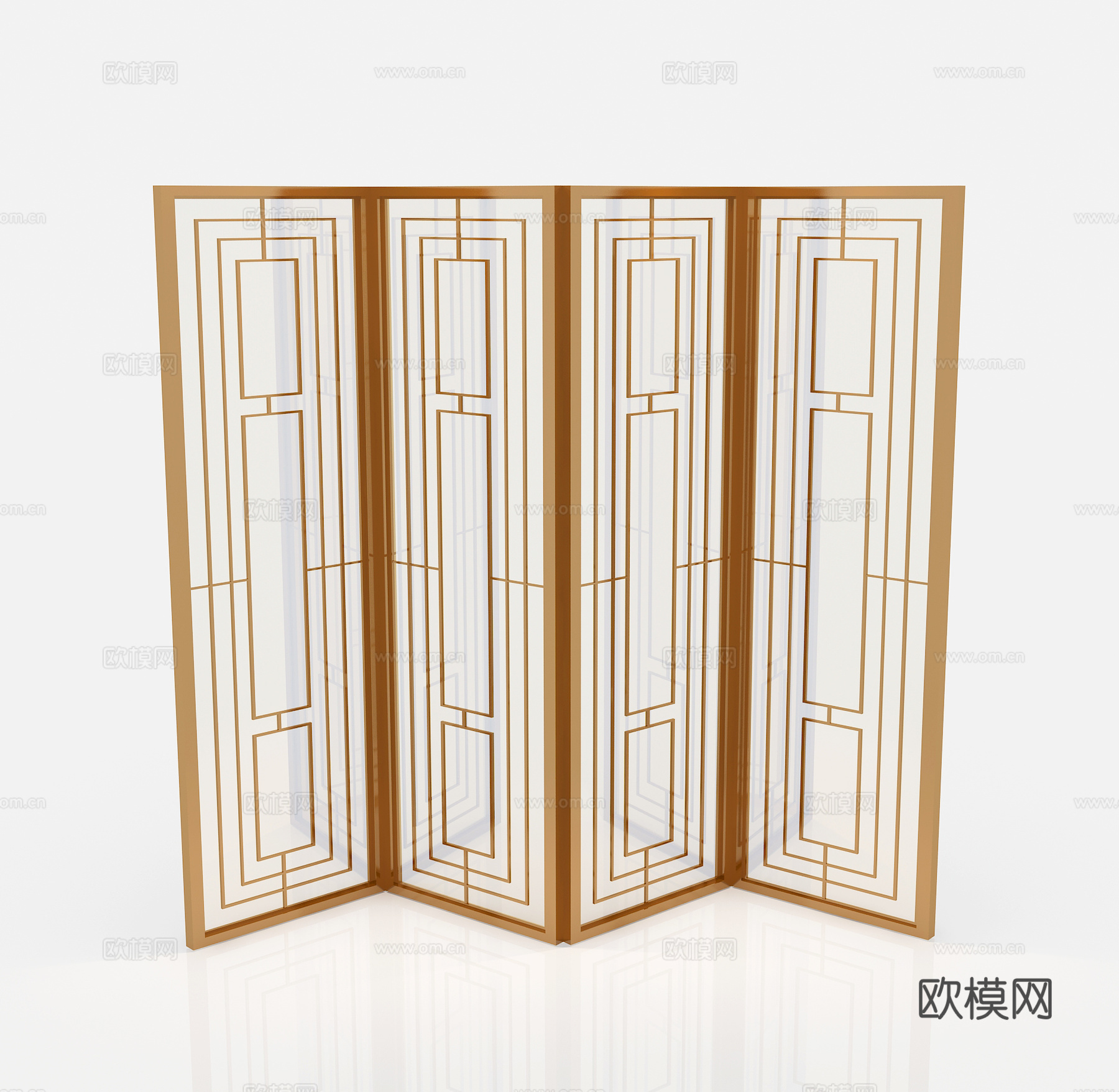 新中式折叠屏风 镂空隔断 折叠门3d模型