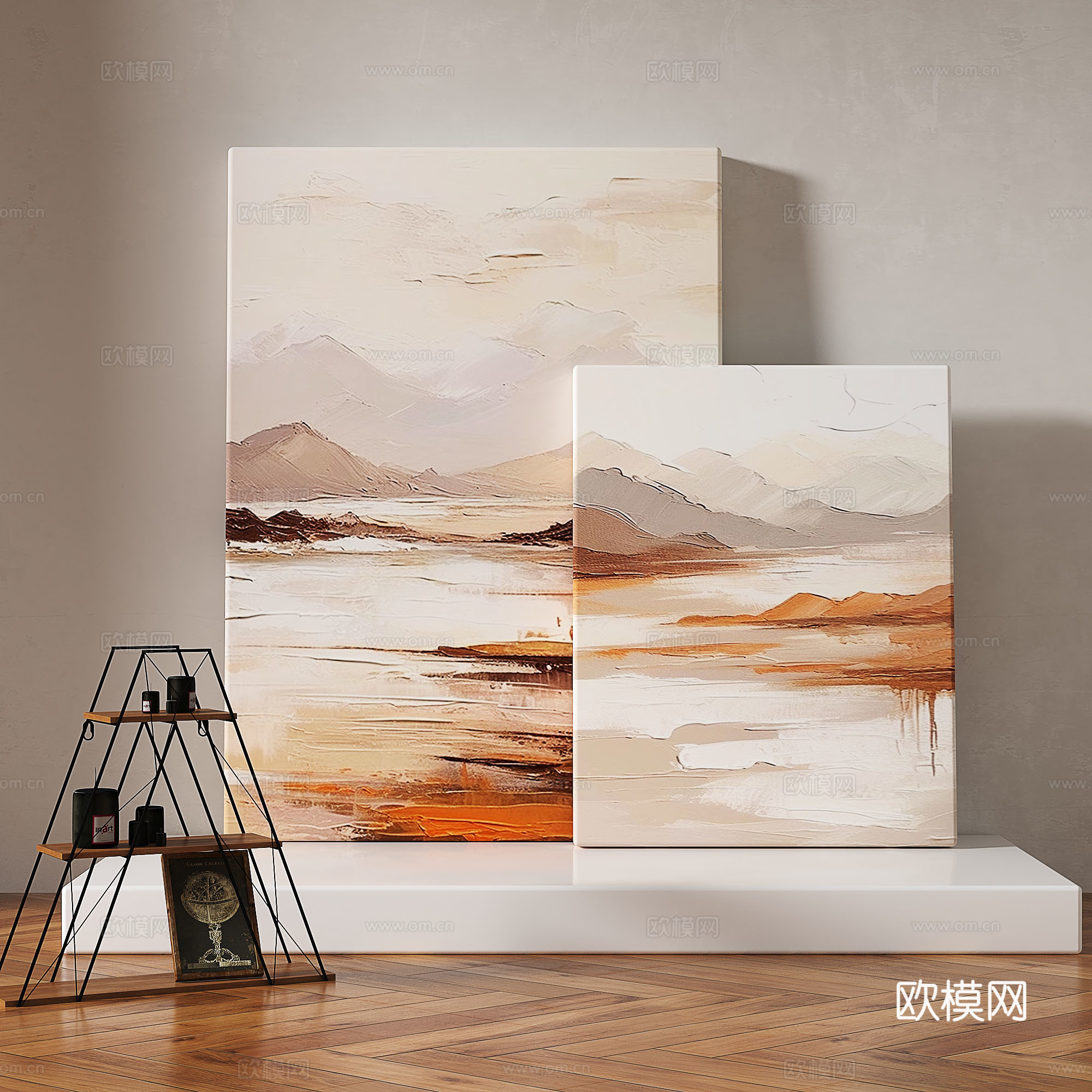 现代，轻奢，侘寂，肌理，简约，抽象，装饰画3d模型