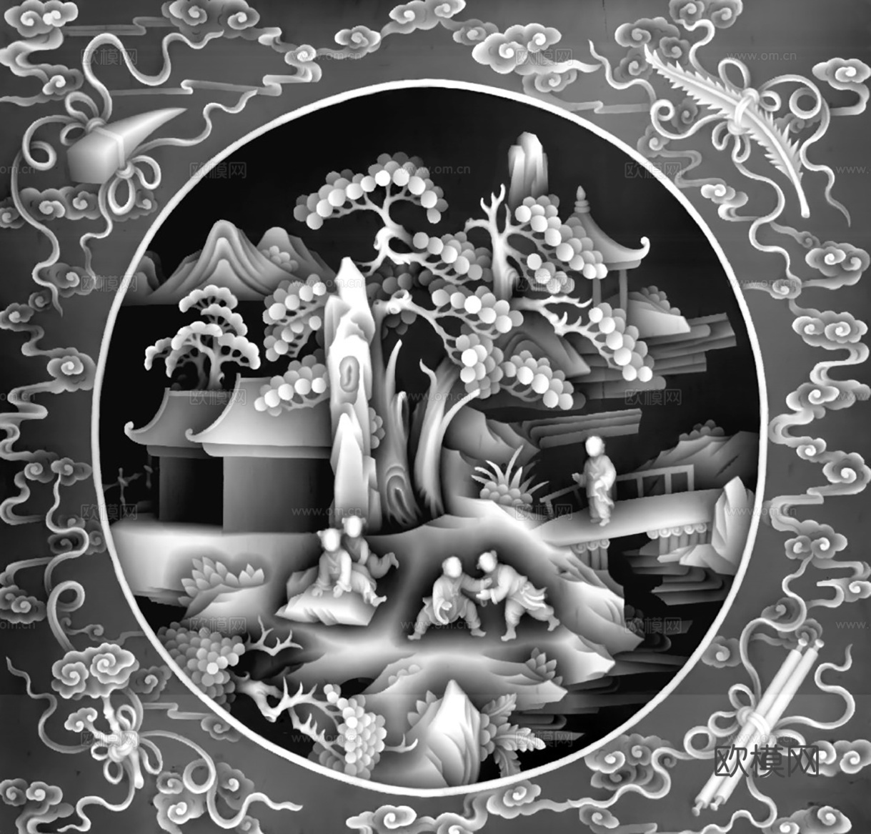 黑白凹凸  装饰花纹 浮雕