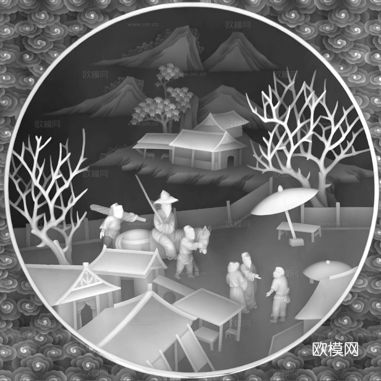 黑白凹凸  装饰花纹 浮雕