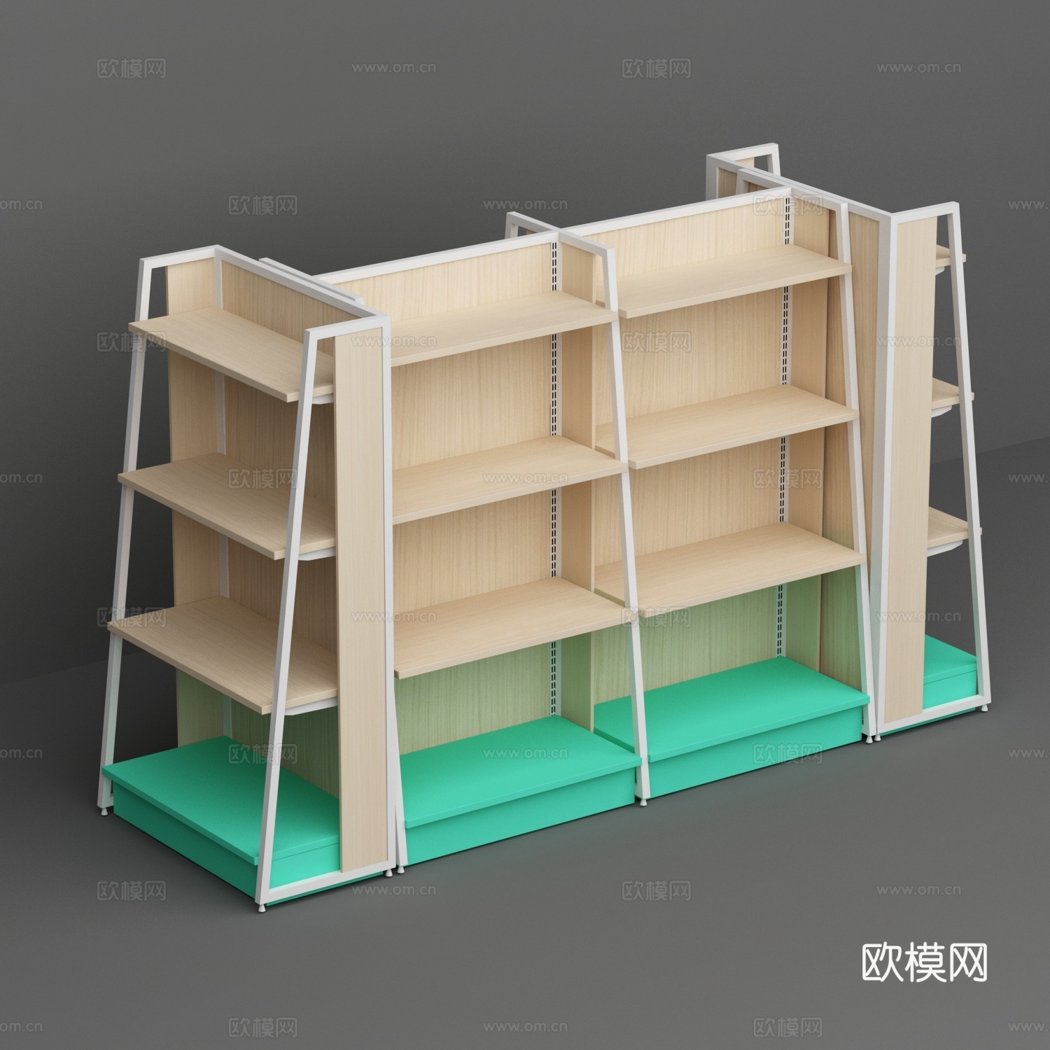 母婴店钢木中岛商品展示货架3d模型