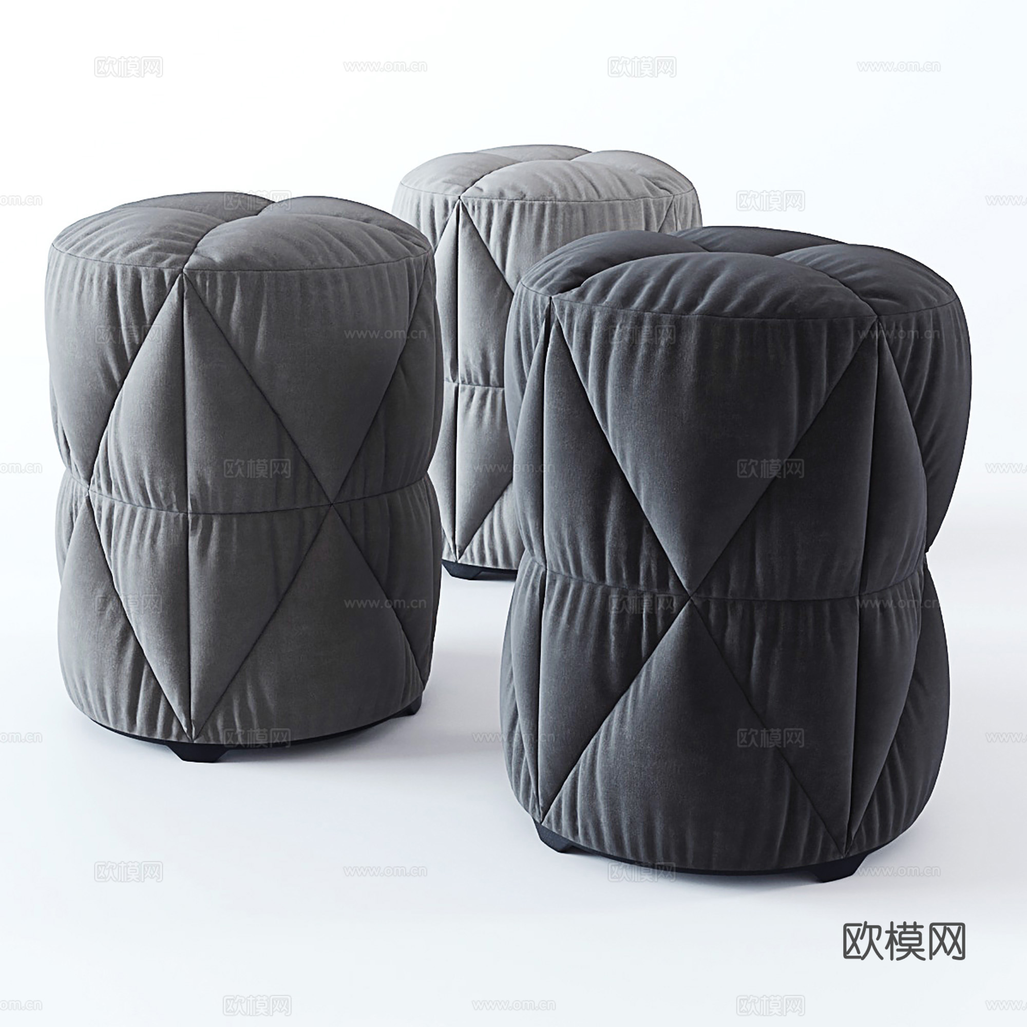 现代小凳子 布艺圆凳 沙发凳su模型