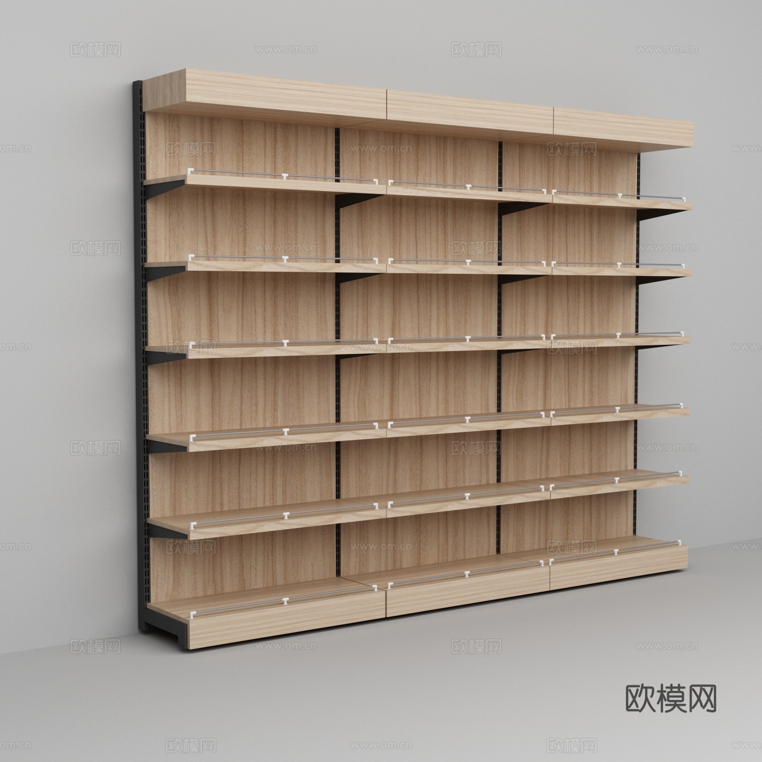 超市便利店钢木货架3d模型