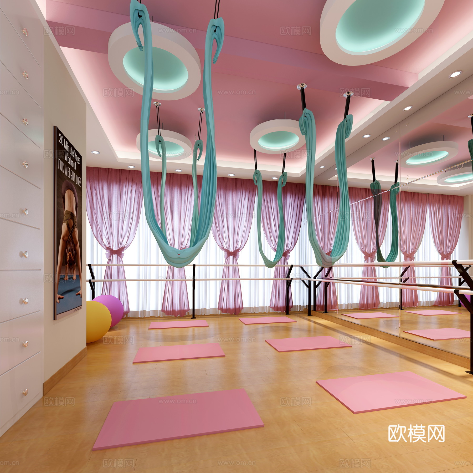 现代风格瑜伽室3d模型