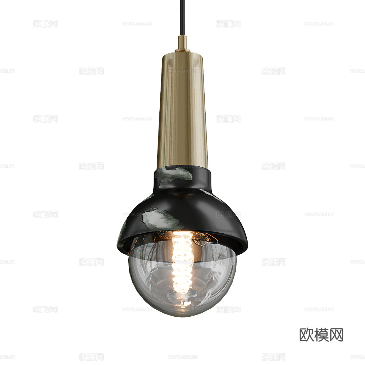 现代轻奢金属玻璃装饰吊线灯3d模型