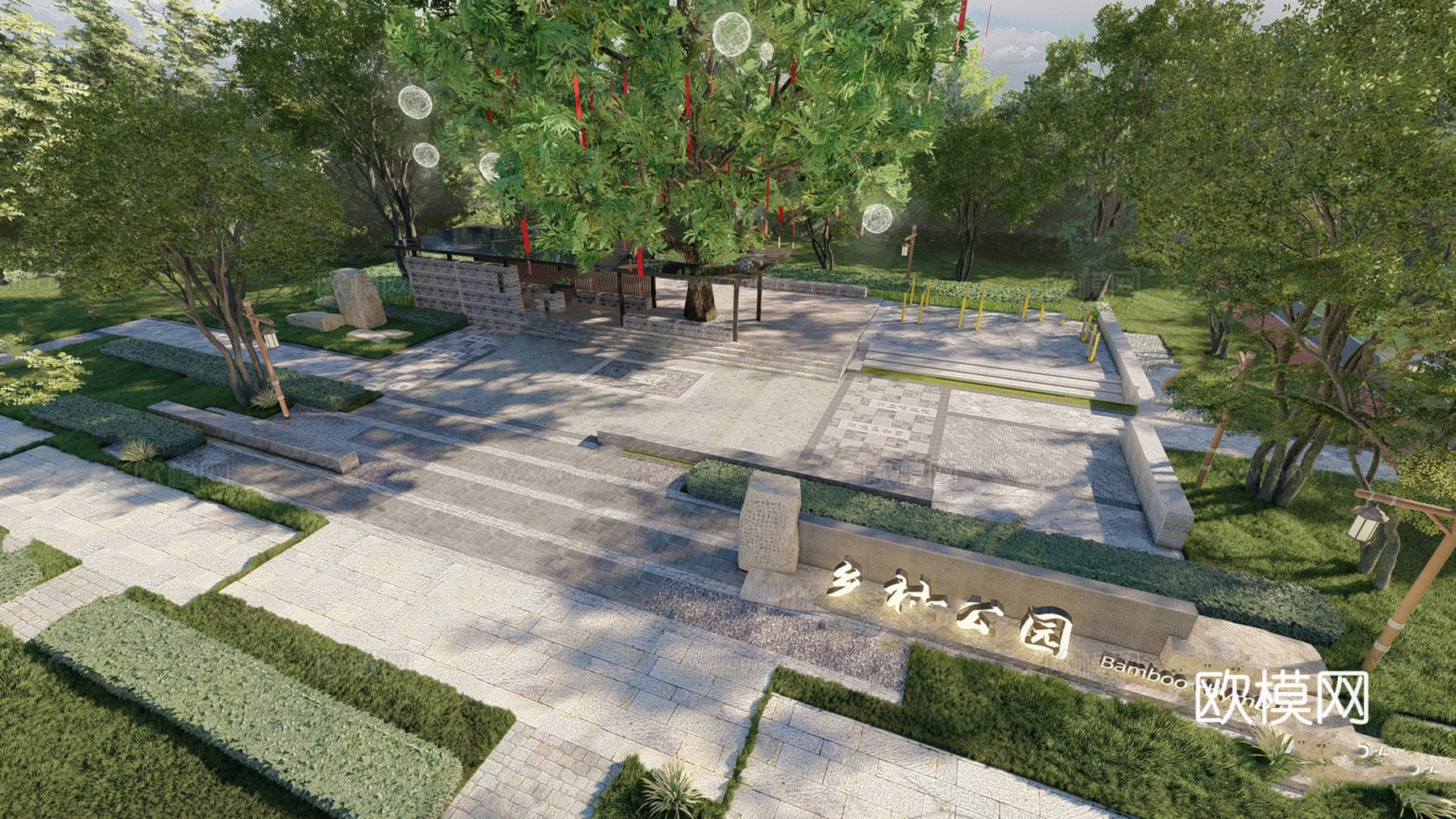 现代文化广场景观 公园景观su模型